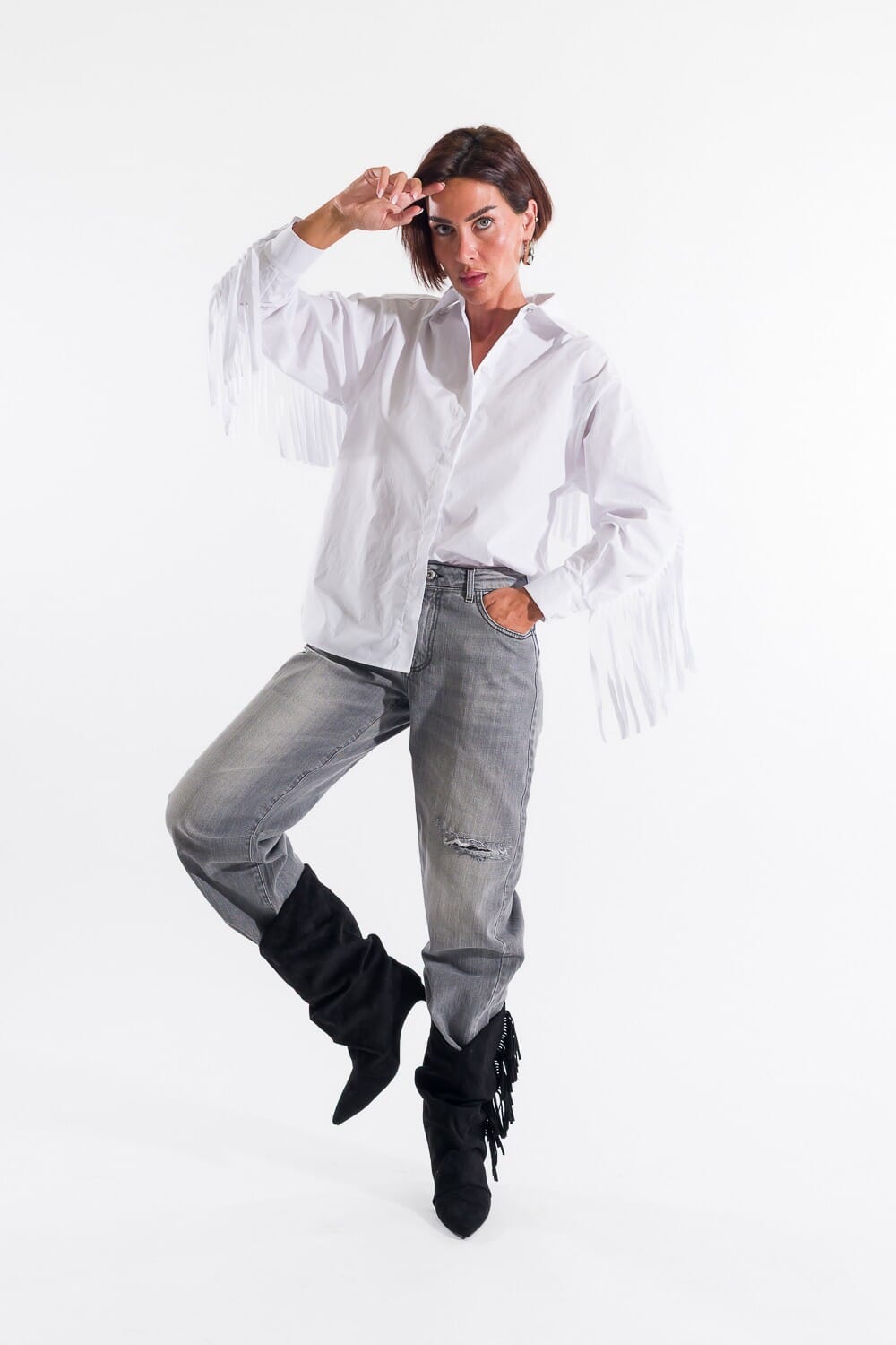 Jeans Baggy Carrot Fit Diamante Kontatto