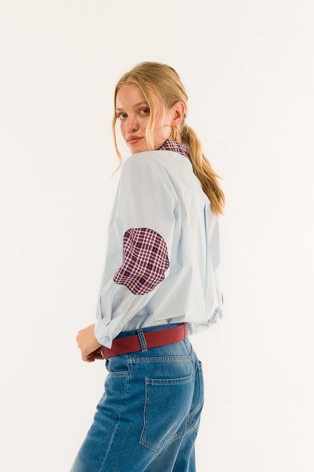 Kontatto - Chemise à patches et col à carreaux