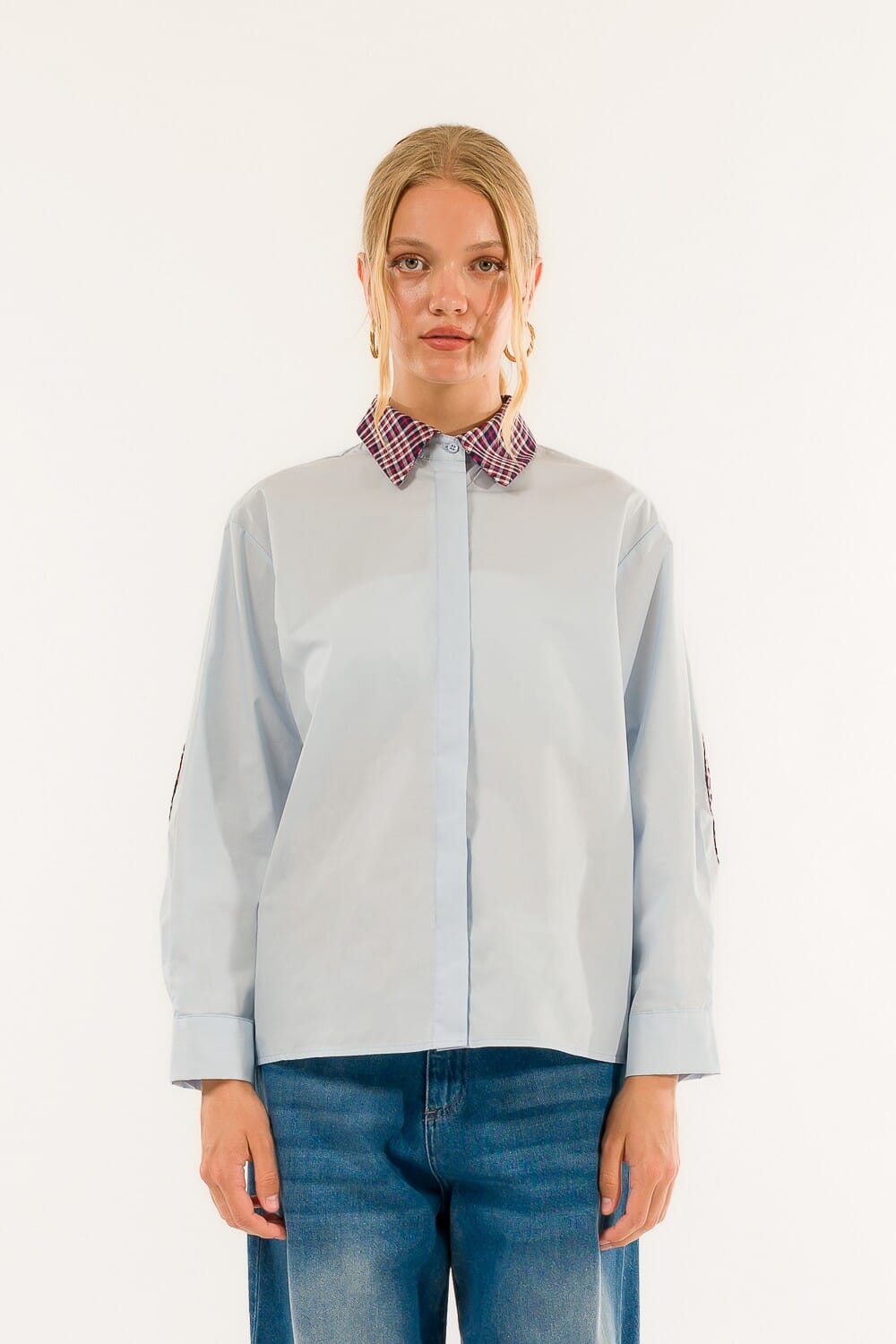 Kontatto - Chemise à patches et col à carreaux