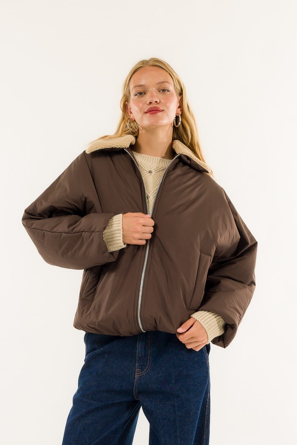 Bomber Kimono collar Teddy Kontatto