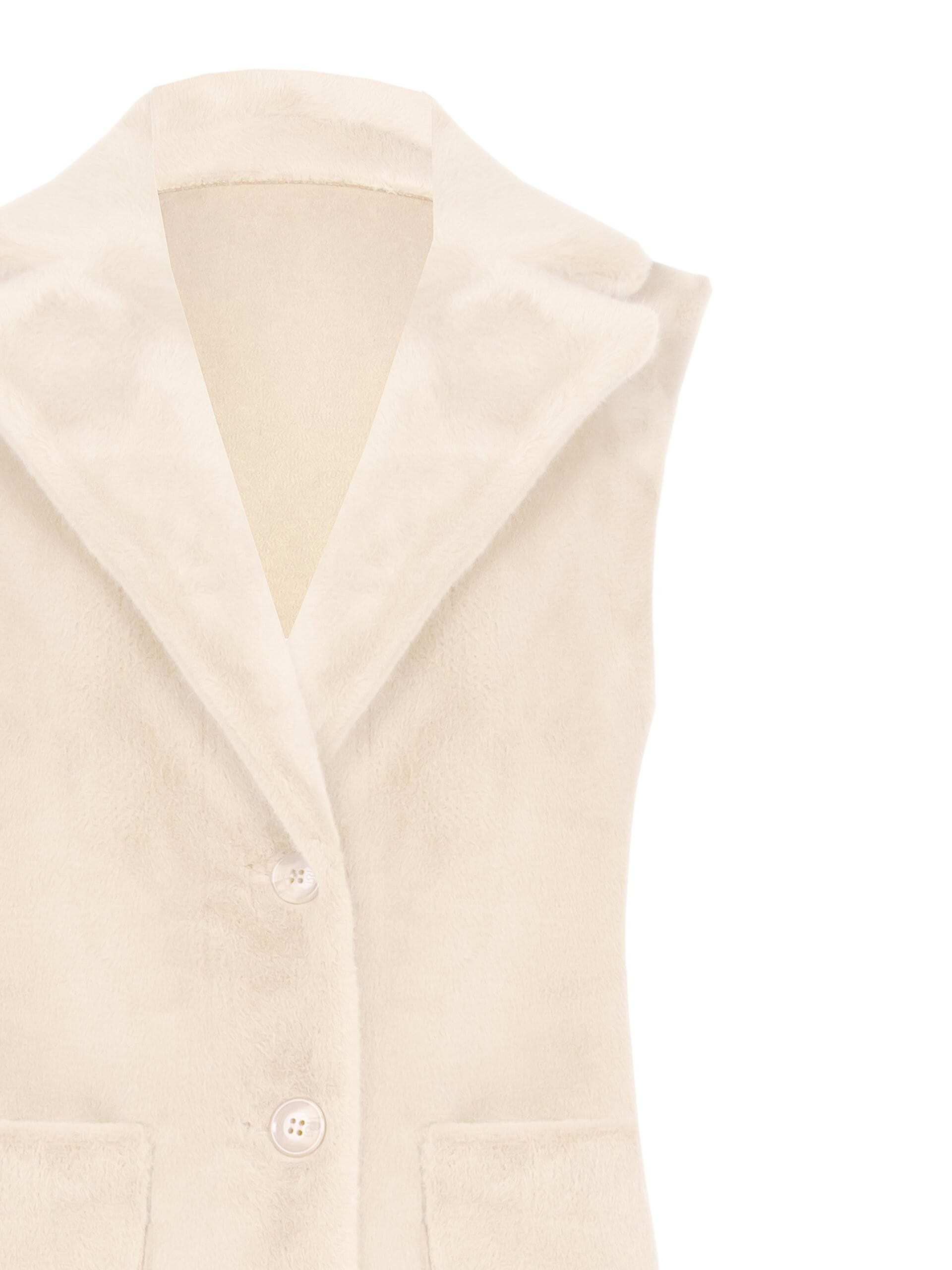 Rinascimento Manteau long sans manches et en daim avec fourrure synthétique réversible