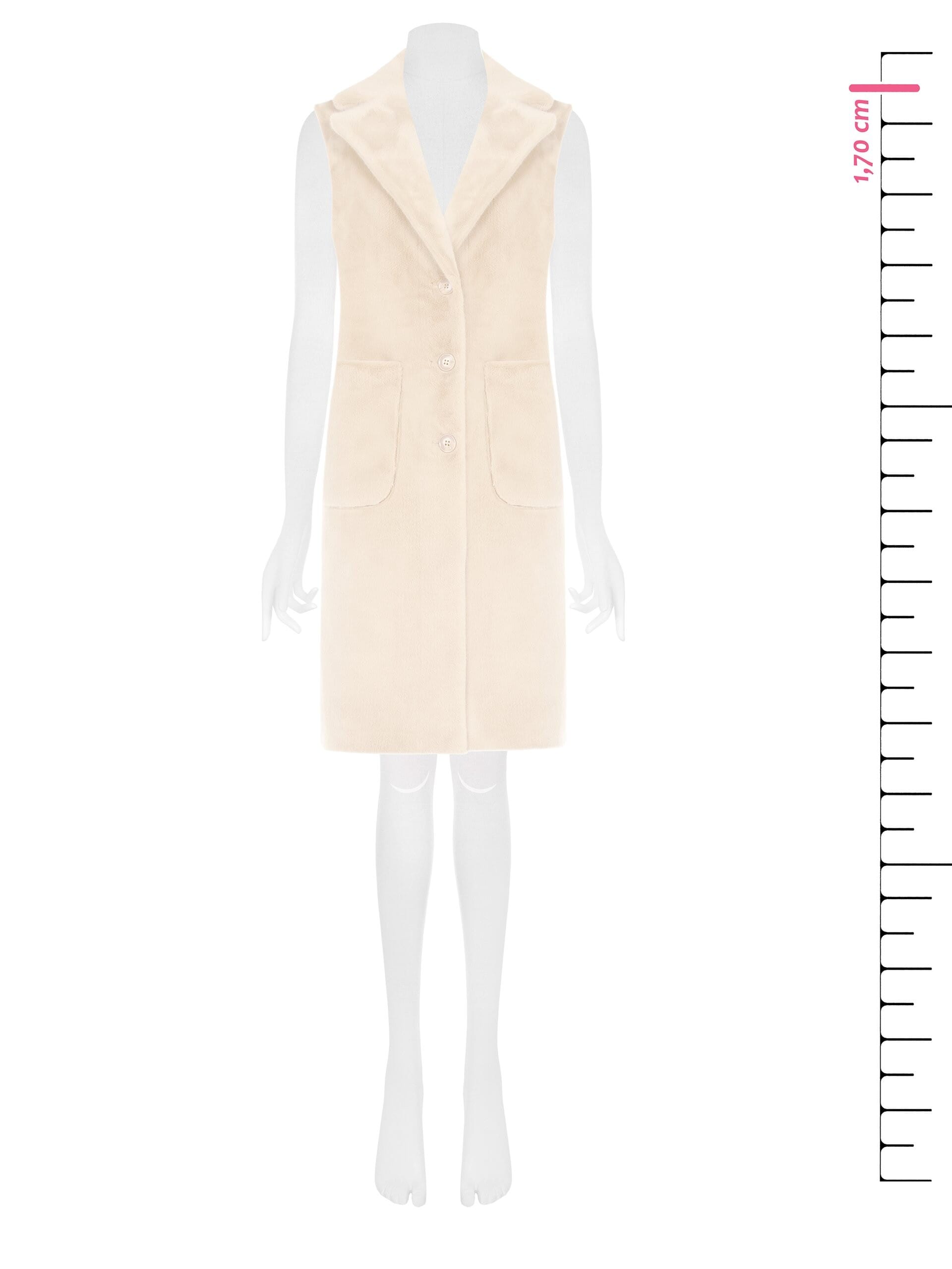 Rinascimento Manteau long sans manches et en daim avec fourrure synthétique réversible