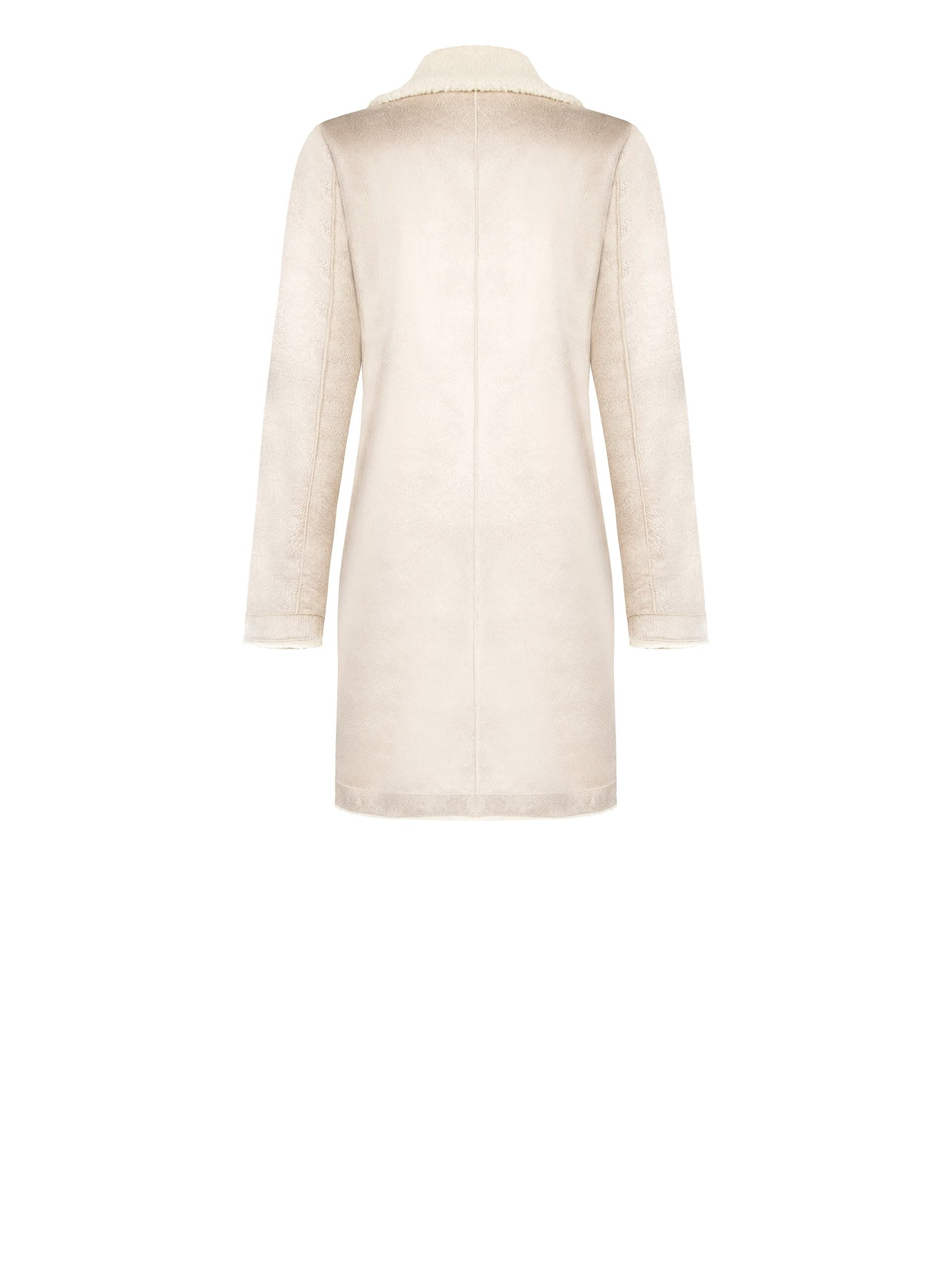 Manteau long de style motard en peau de mouton Simil Rinascimento à effet effiloché