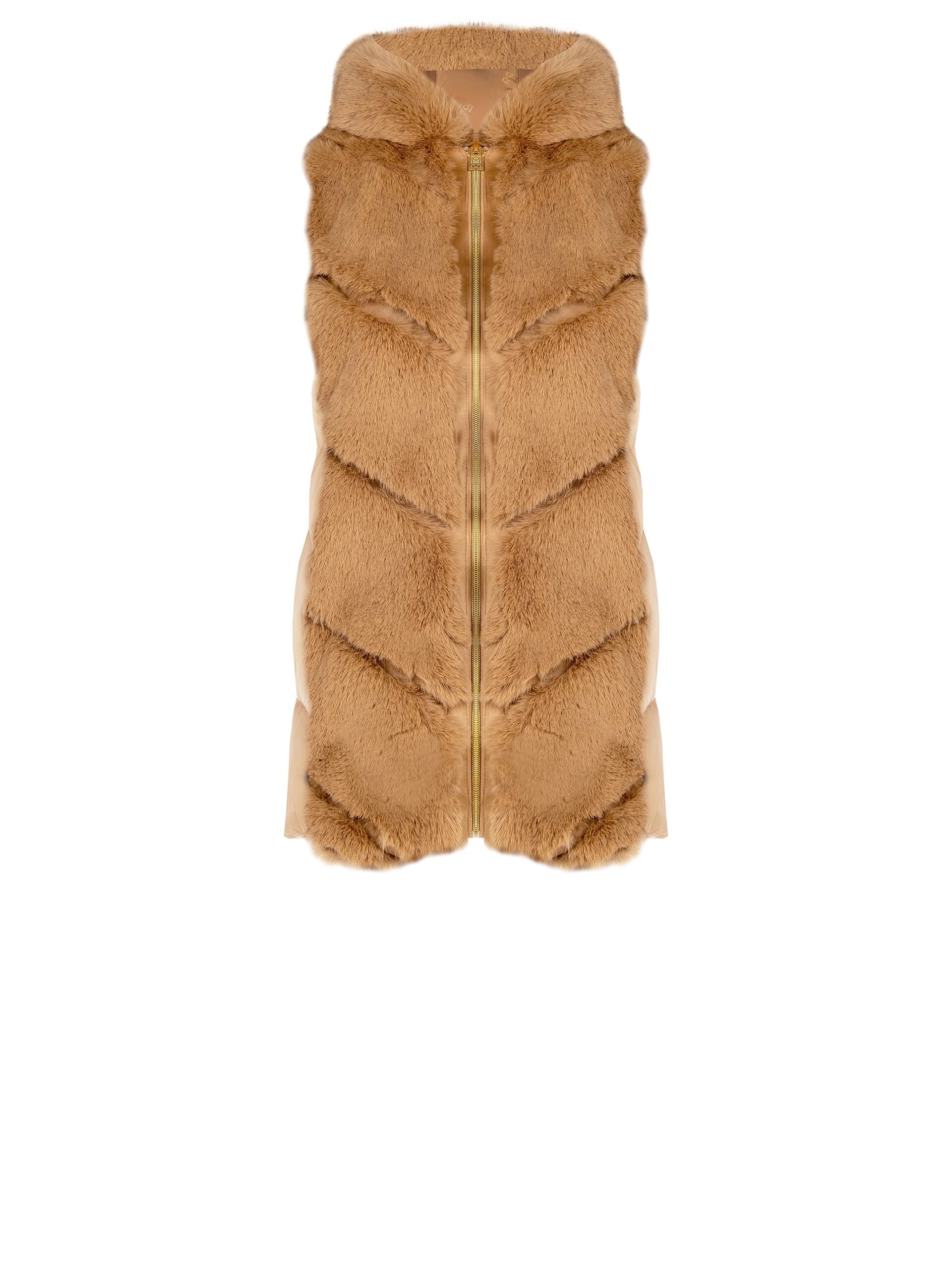 Piumino Medio Smanicato Con Cappuccio E Dettagli In Pelliccia Sintetica Rinascimento