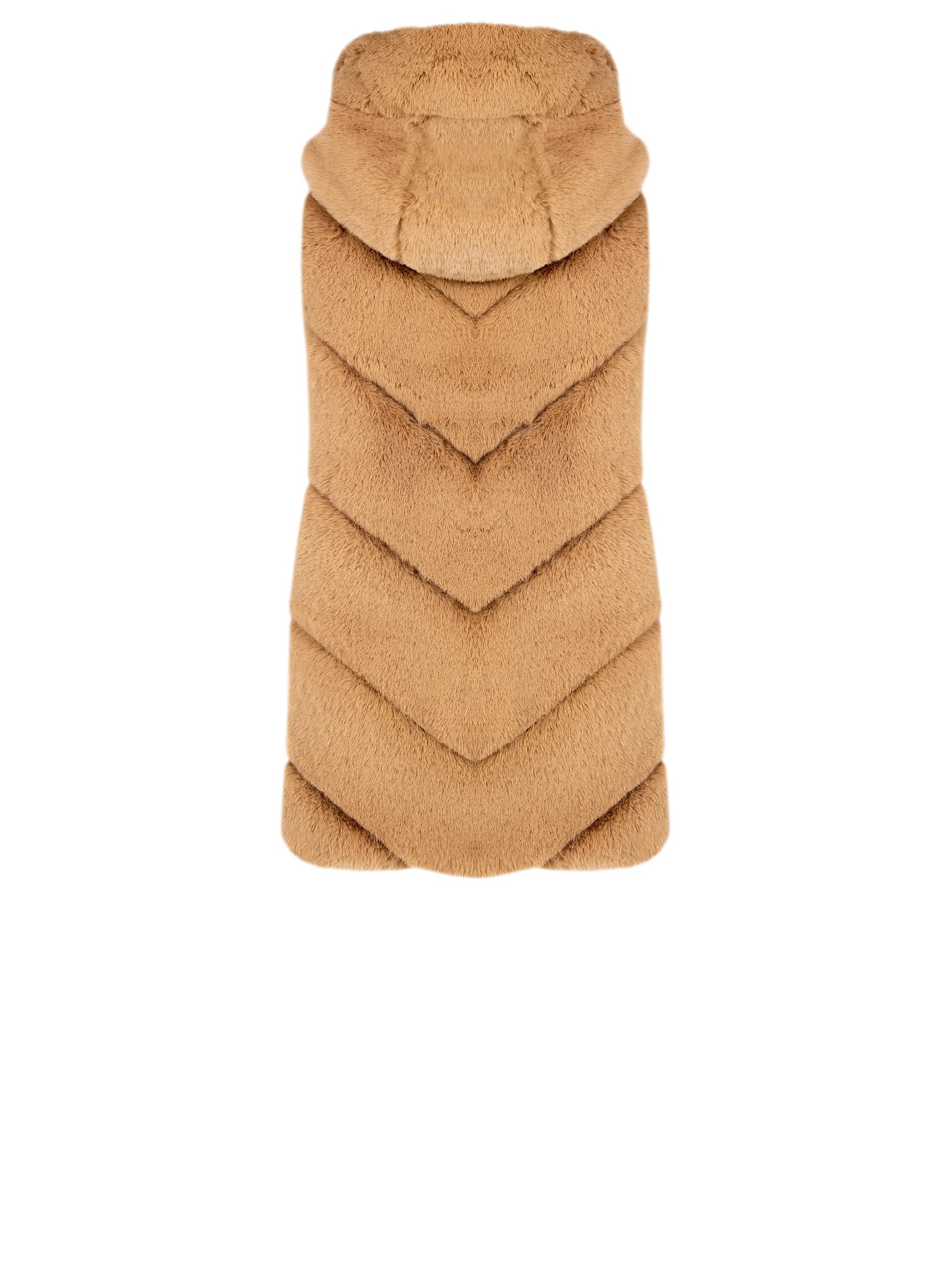 Piumino Medio Smanicato Con Cappuccio E Dettagli In Pelliccia Sintetica Rinascimento