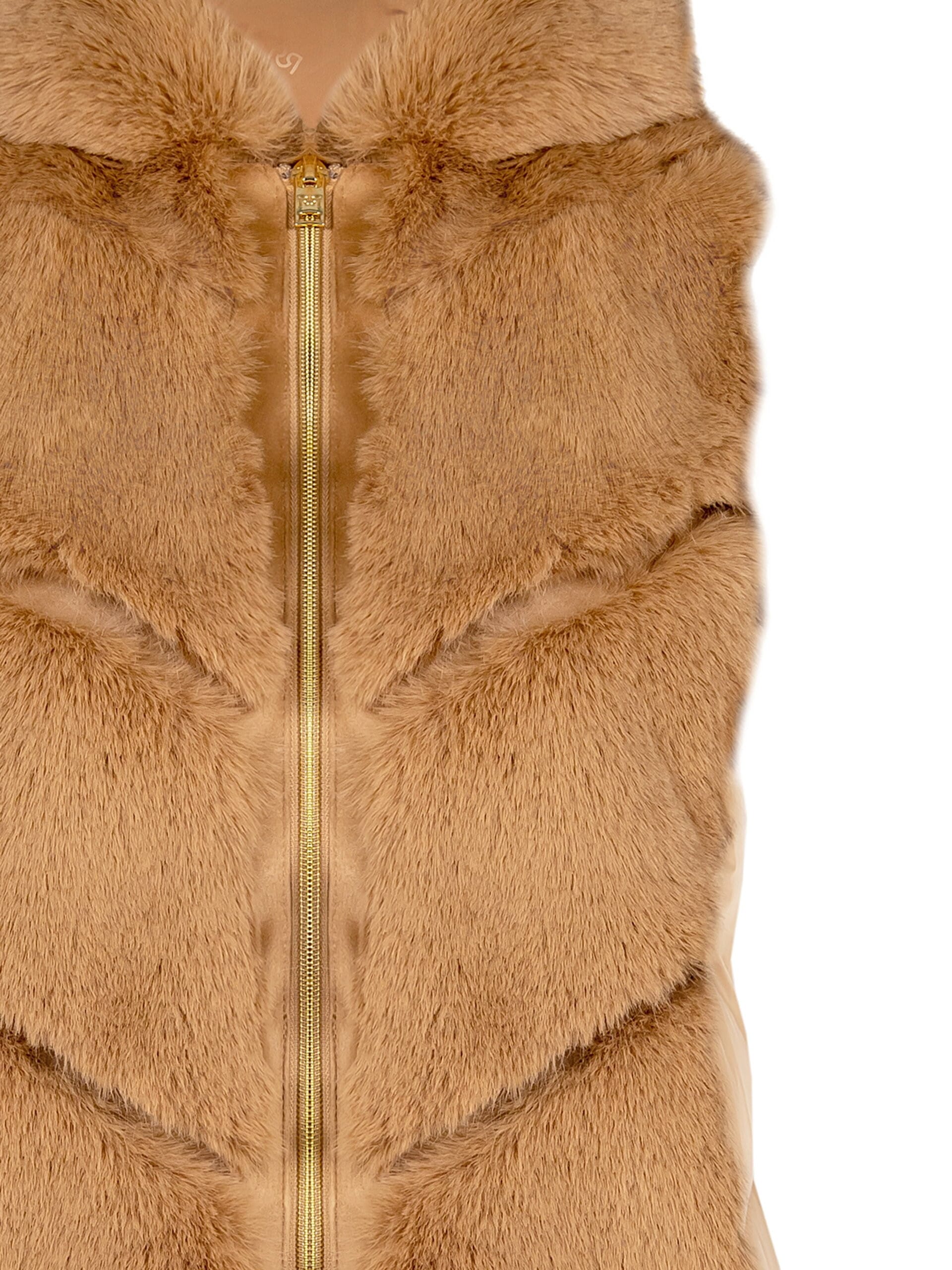 Piumino Medio Smanicato Con Cappuccio E Dettagli In Pelliccia Sintetica Rinascimento