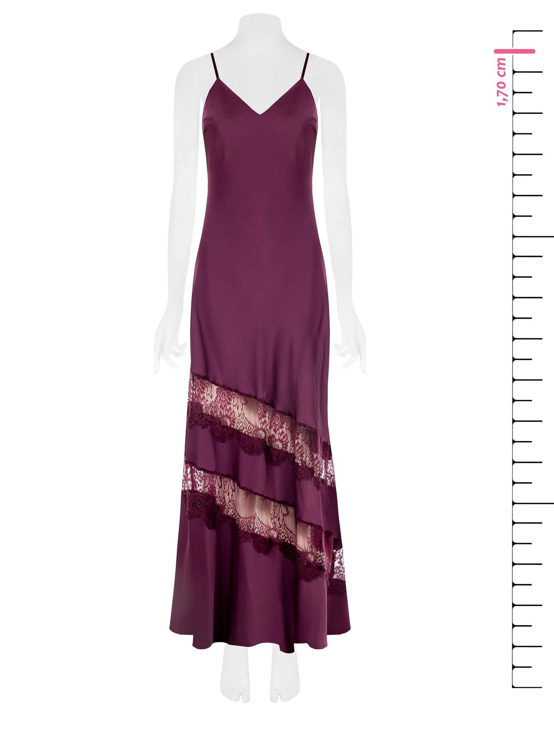 Abito Lungo Sottoveste In Raso Con Dettagli In Pizzo Rinascimento