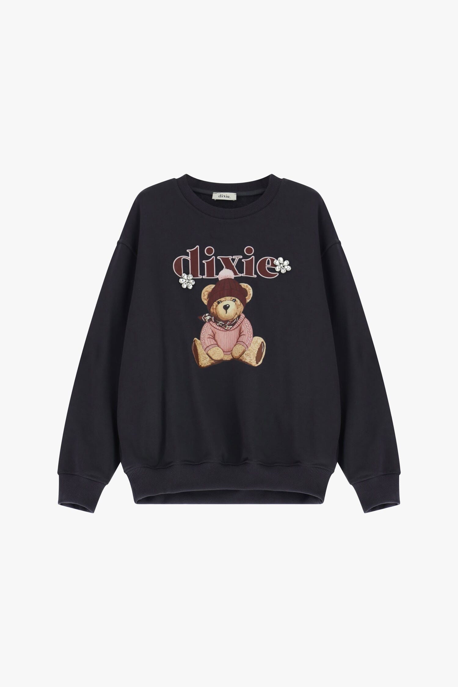 Felpa Girocollo Motivo Orsetto E Strass Dixie