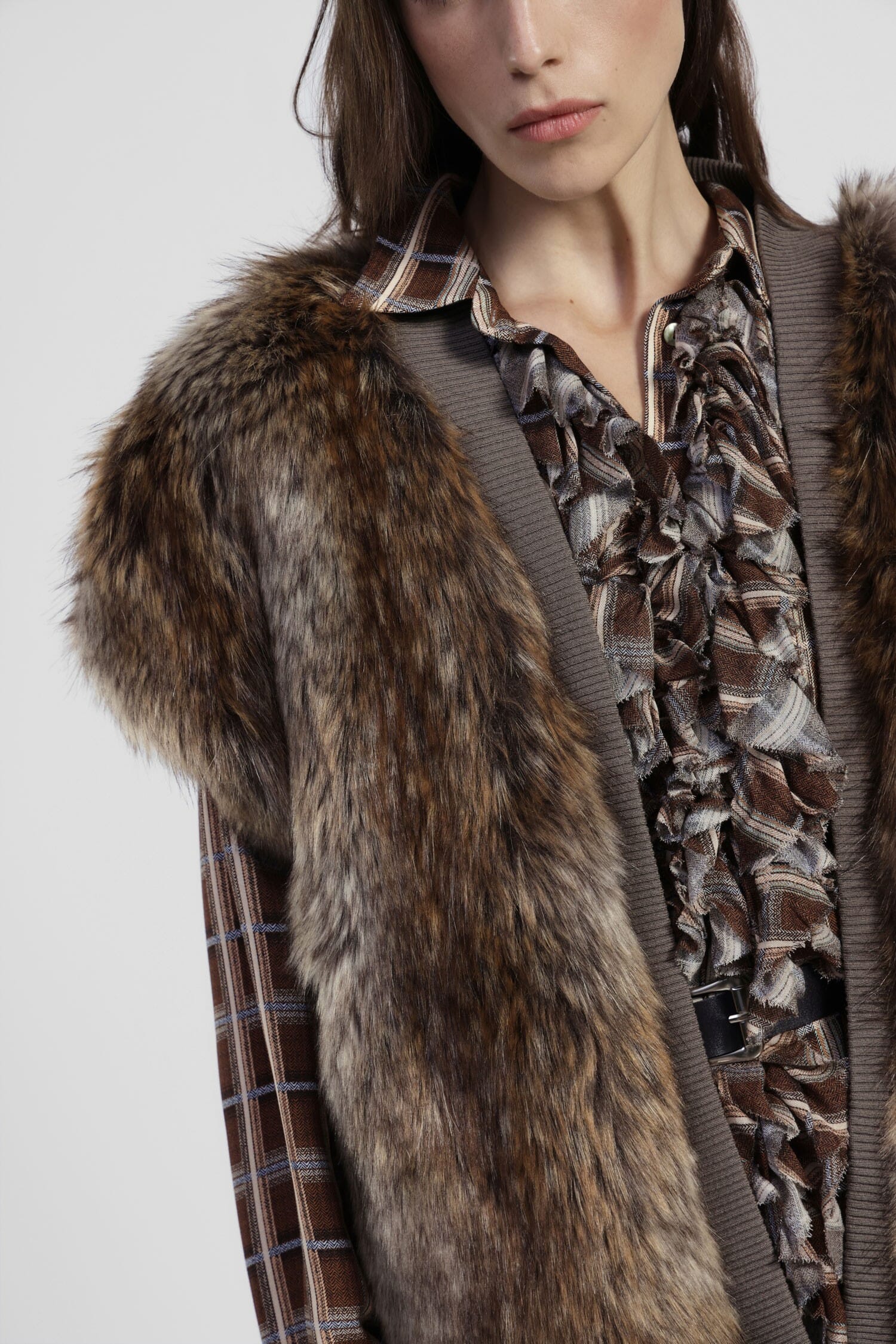 Cappotto Corto Senza Chiusura Effetto Pelliccia Dixie