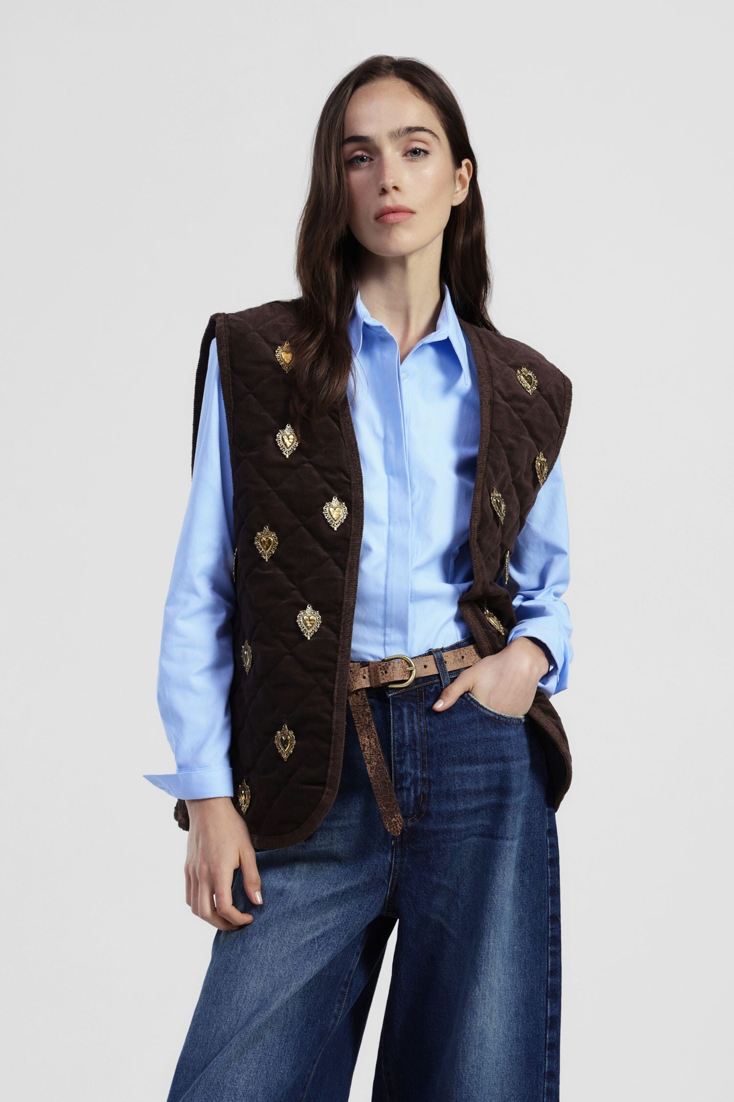 Giacca Senza Maniche Trapuntata Decorata Dixie