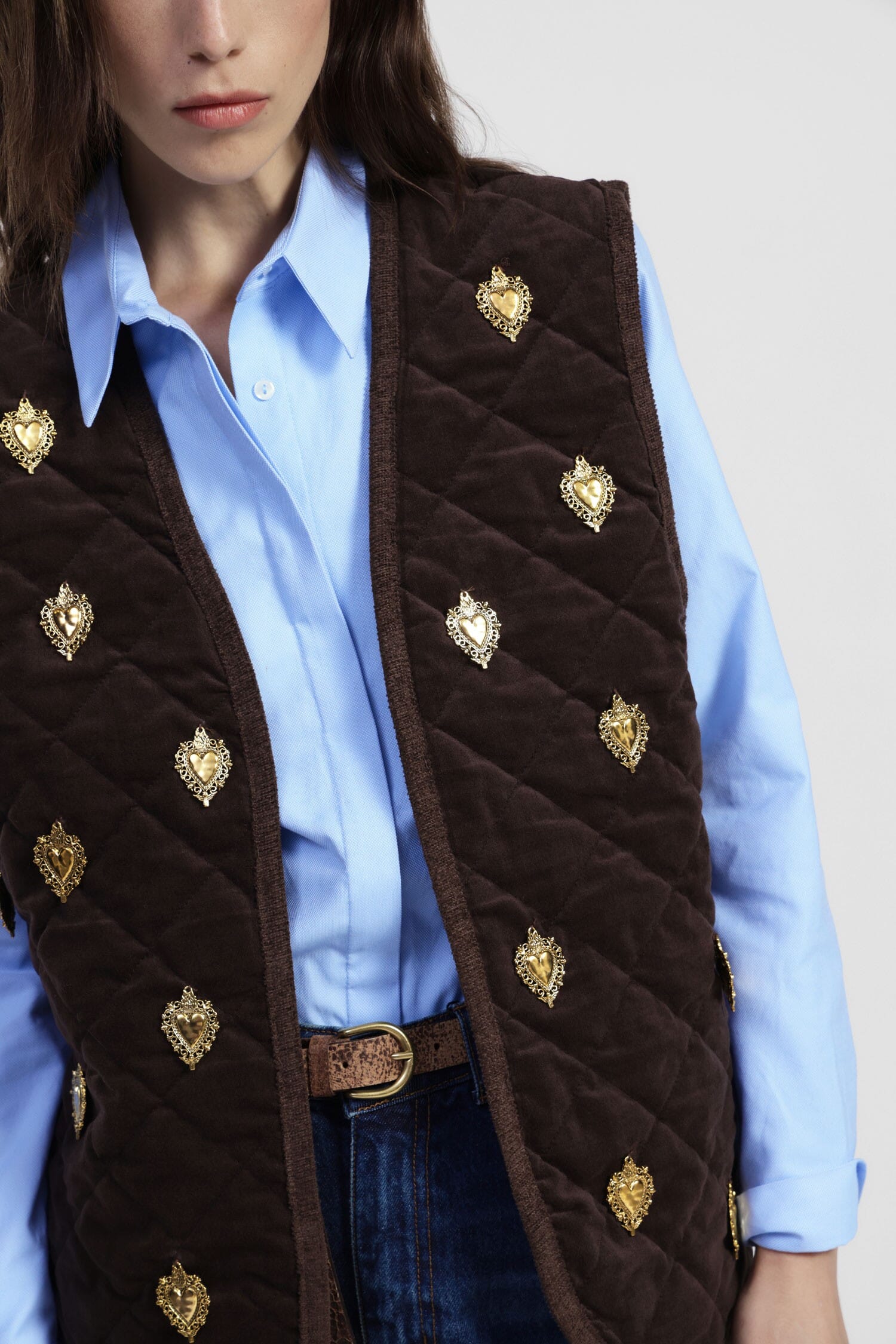 Giacca Senza Maniche Trapuntata Decorata Dixie