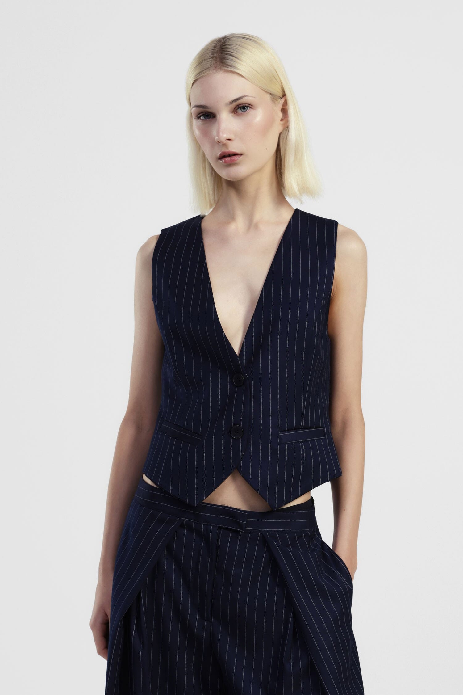 Waistcoat With Buttons And Slim Pinstripe Pattern Dixie