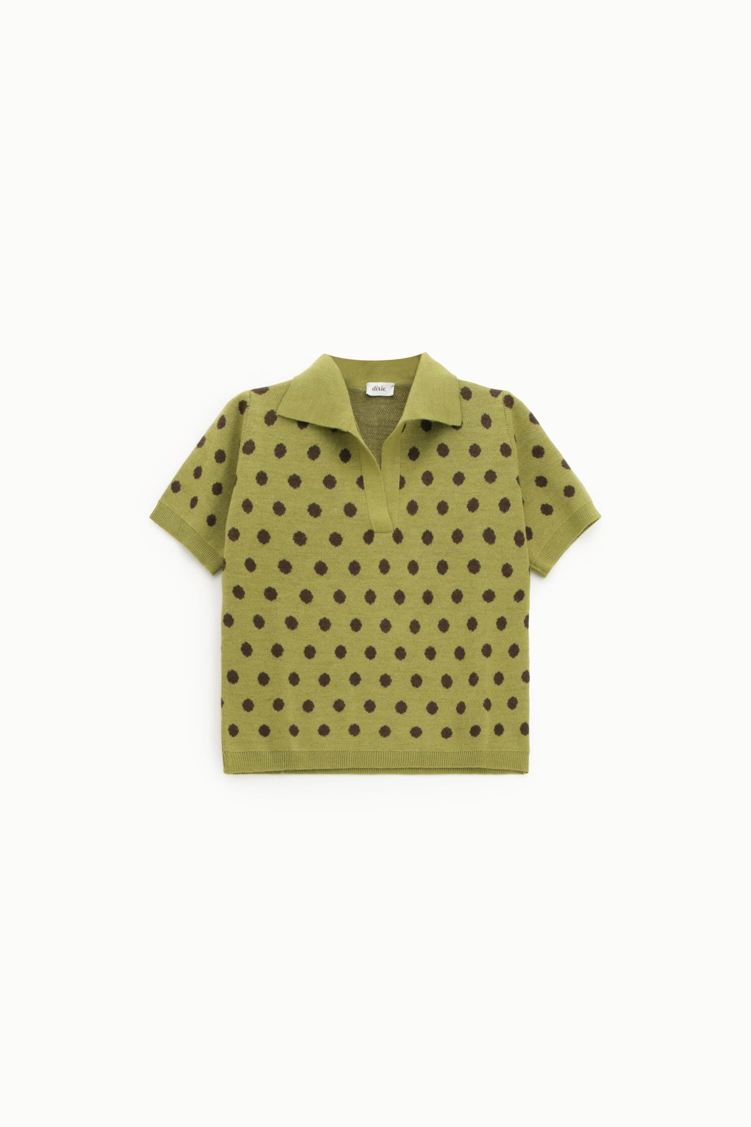 Short Polka Dot Sweater With Short Sleeves And Dixie Collar