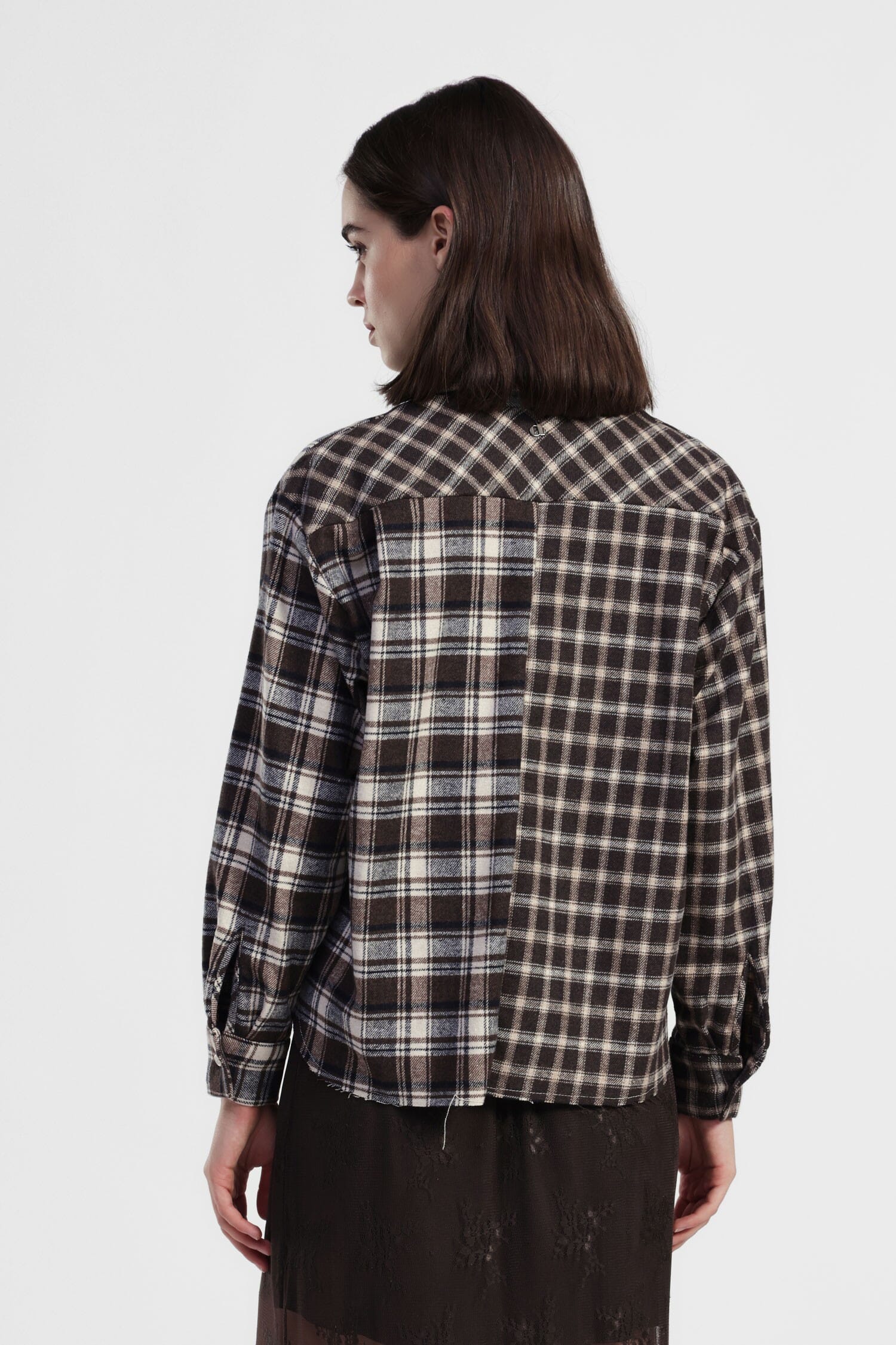 Chemise à carreaux avec poche et ourlet asymétrique Dixie