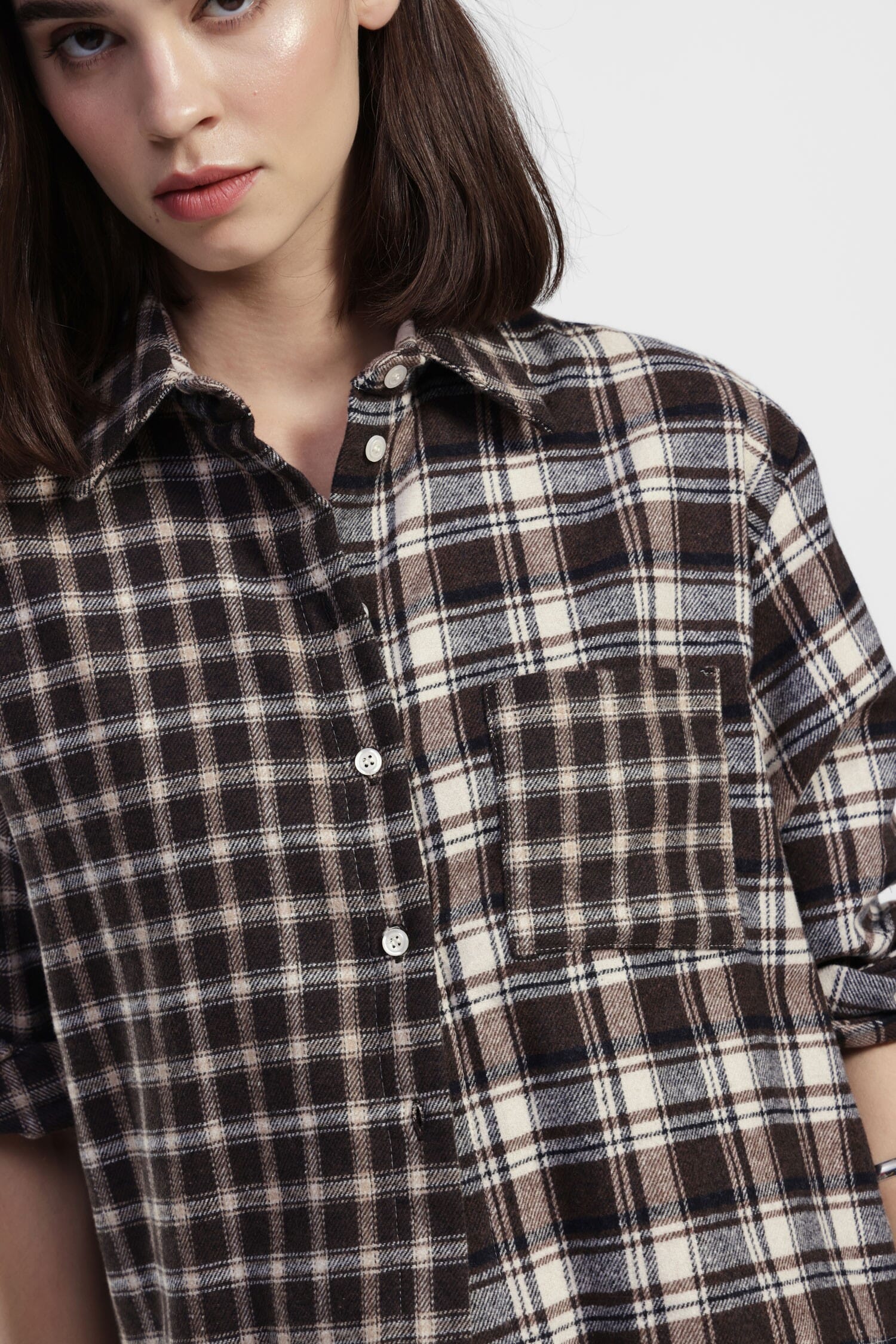 Chemise à carreaux avec poche et ourlet asymétrique Dixie