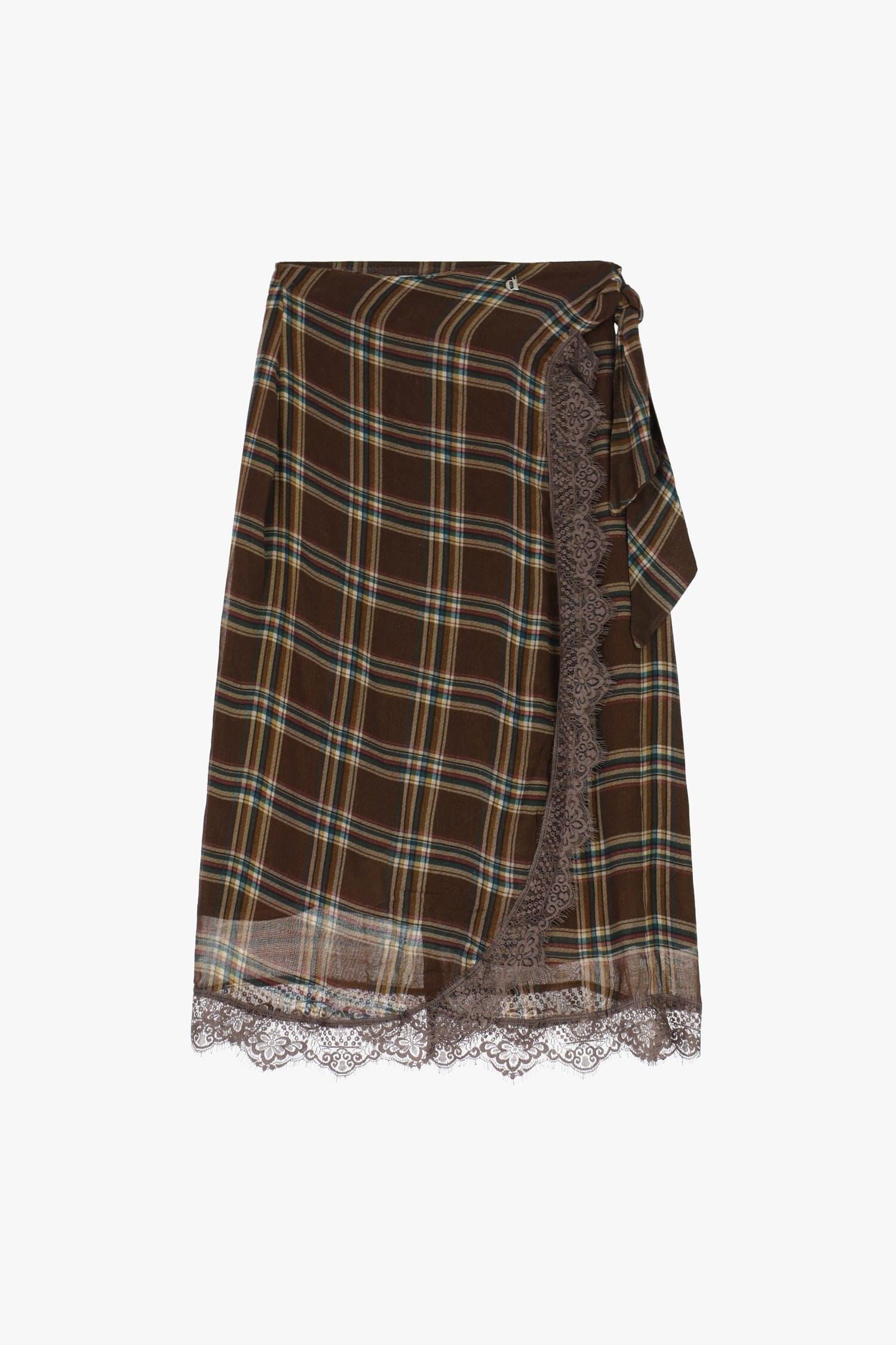 Jupe portefeuille Dixie Quadri avec bordure en dentelle