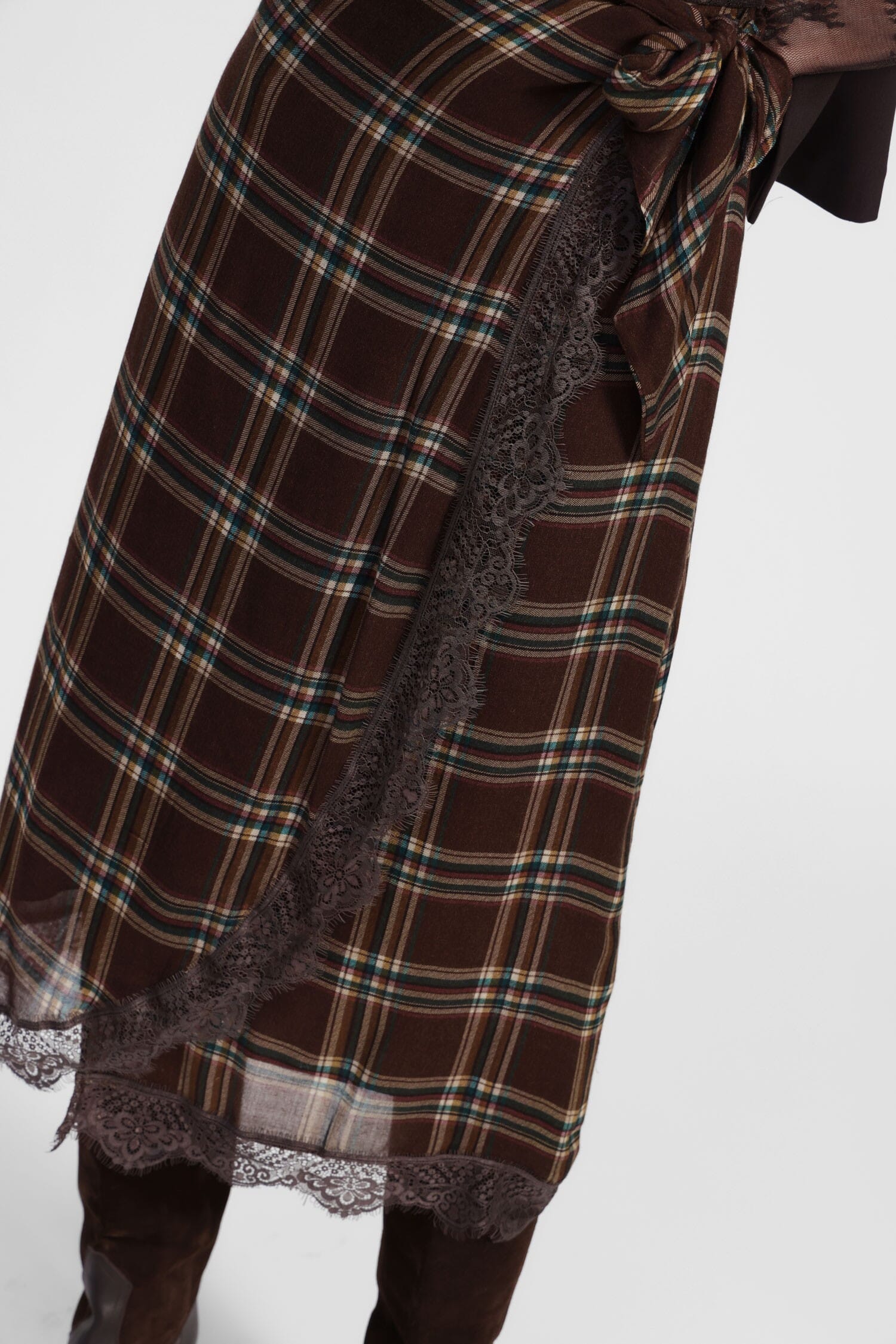 Jupe portefeuille Dixie Quadri avec bordure en dentelle