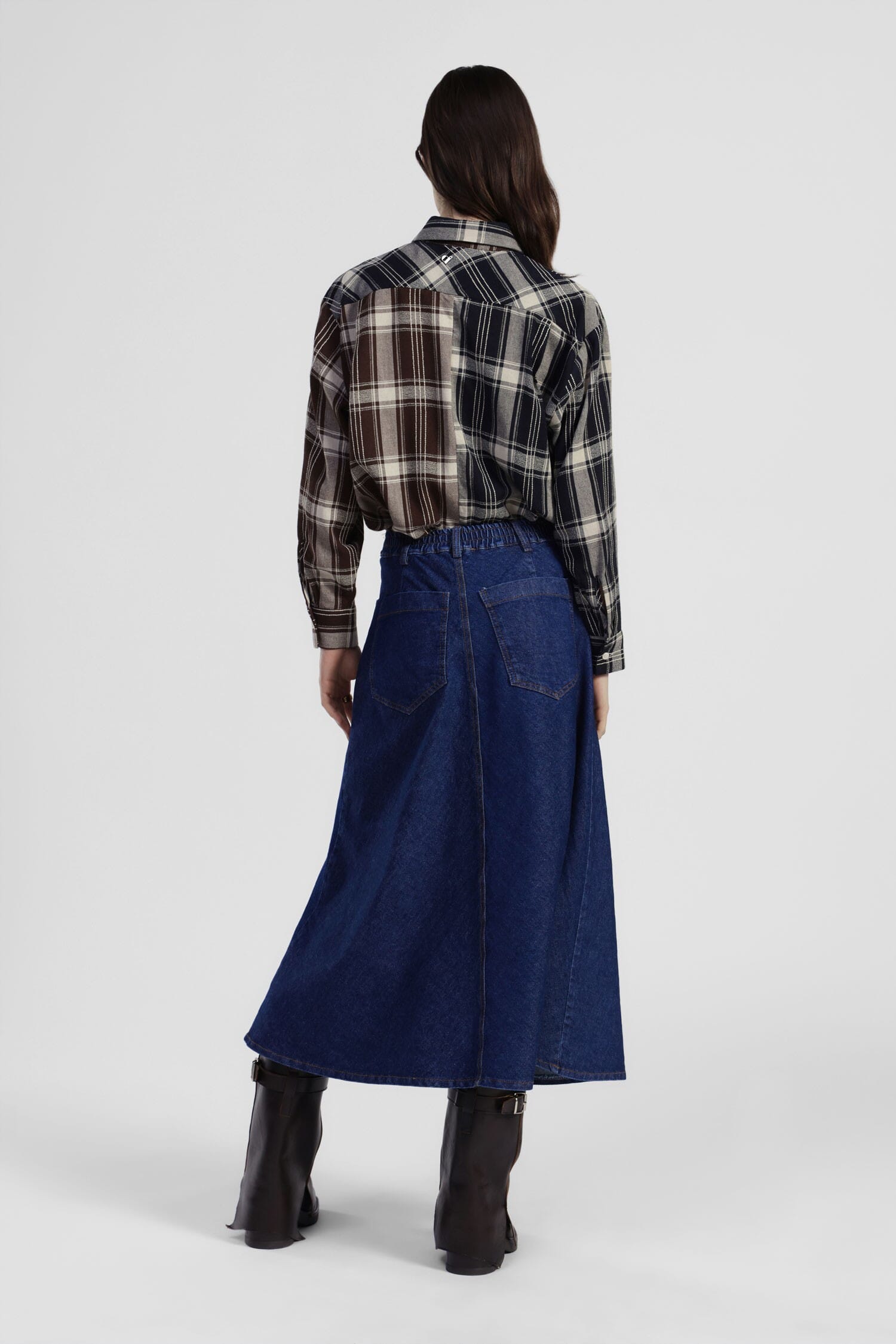 Gonna Lunga Denim Svasata Con Tasche Dixie