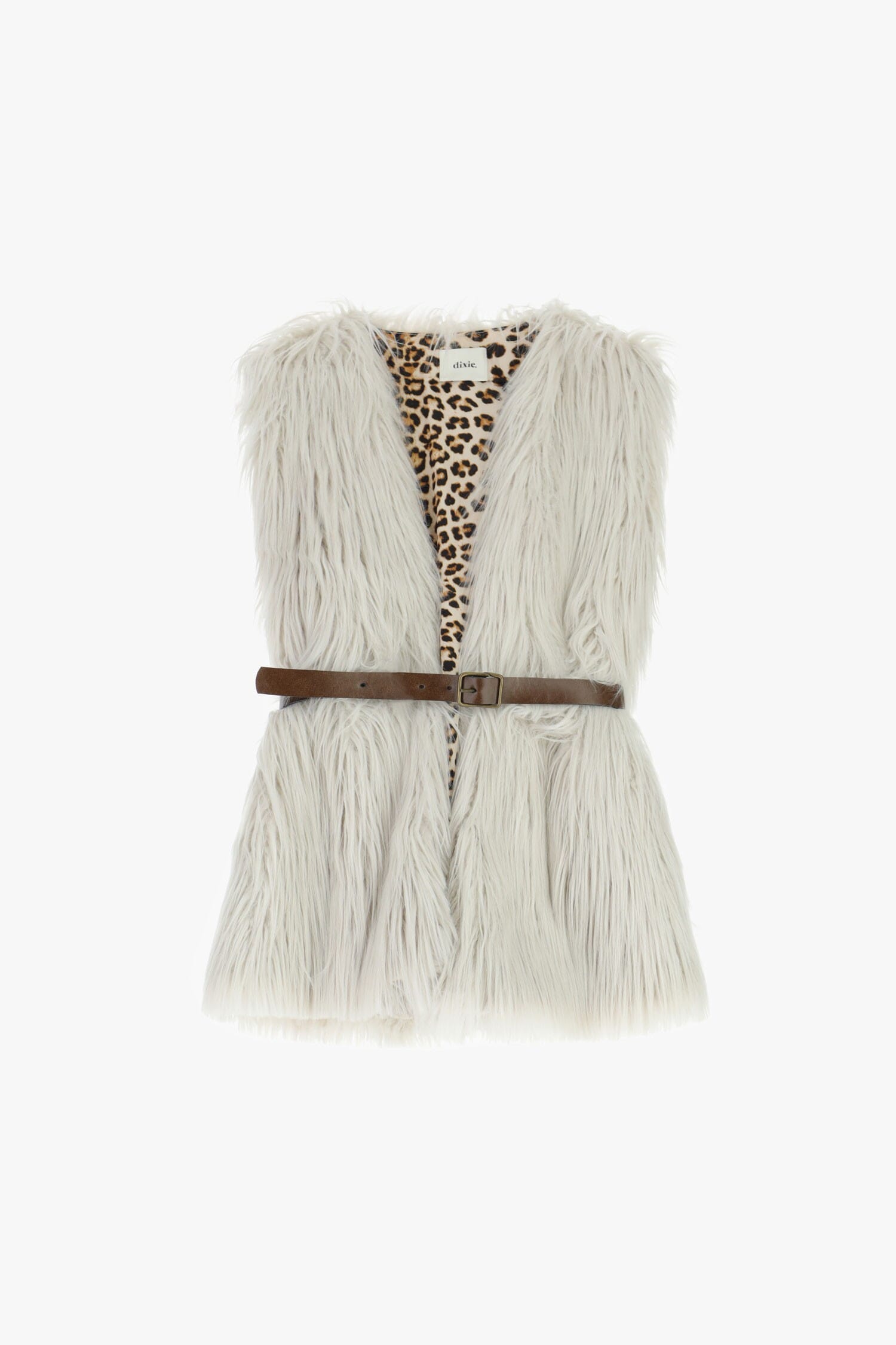 Eco-Fur Senza Maniche Con Cintura E Fodera Animalier Dixie