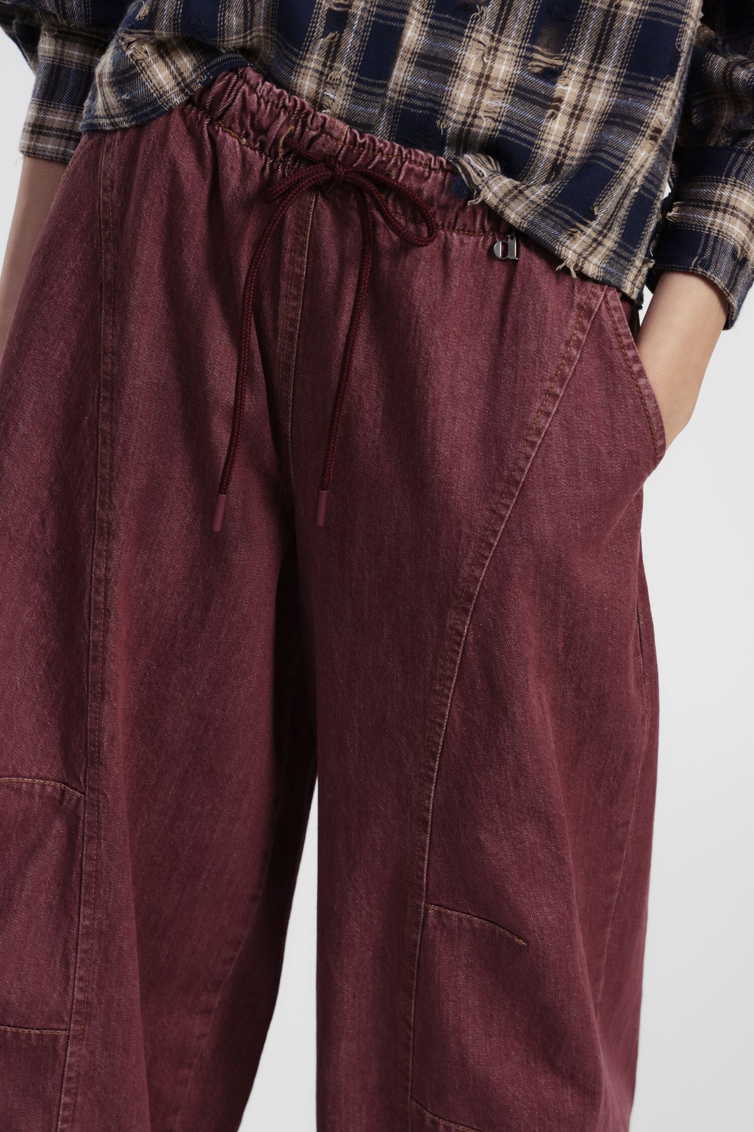 Pantaloni Palazzo Vita Elasticizzata Con Cuciture A Vista Dixie