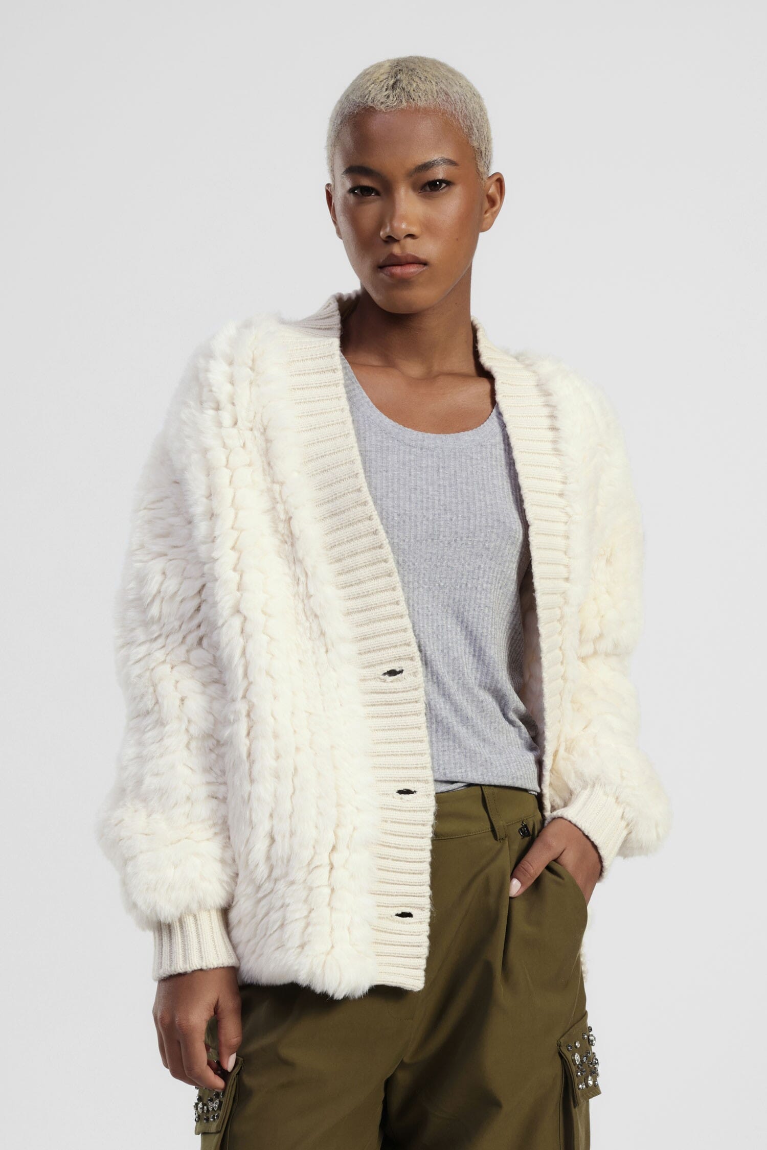 Ecofur Corta Con Bottoni E Profili A Costine Dixie