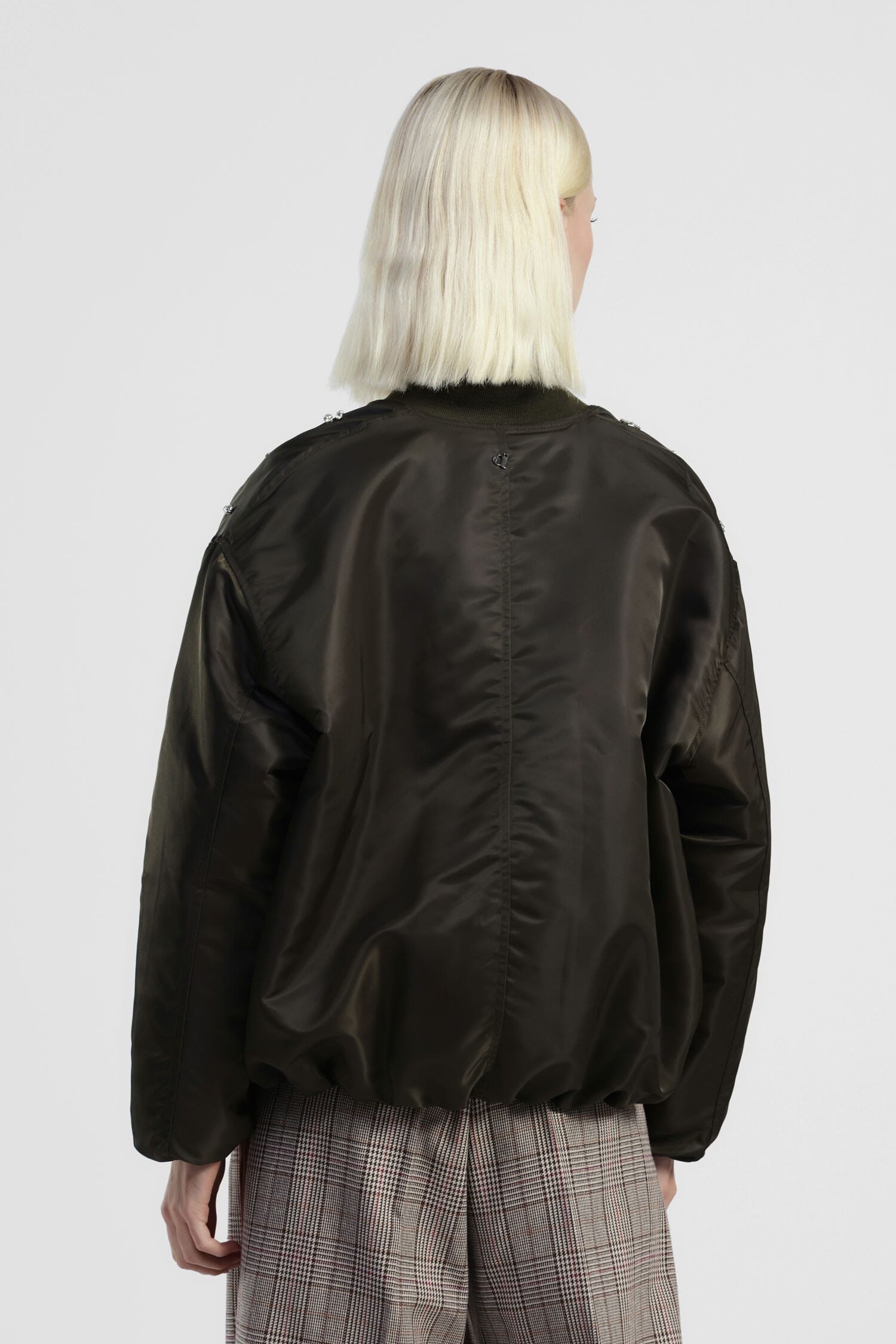 Bomber Jacket Con Perle Applicate E Fondo Arricciato Dixie