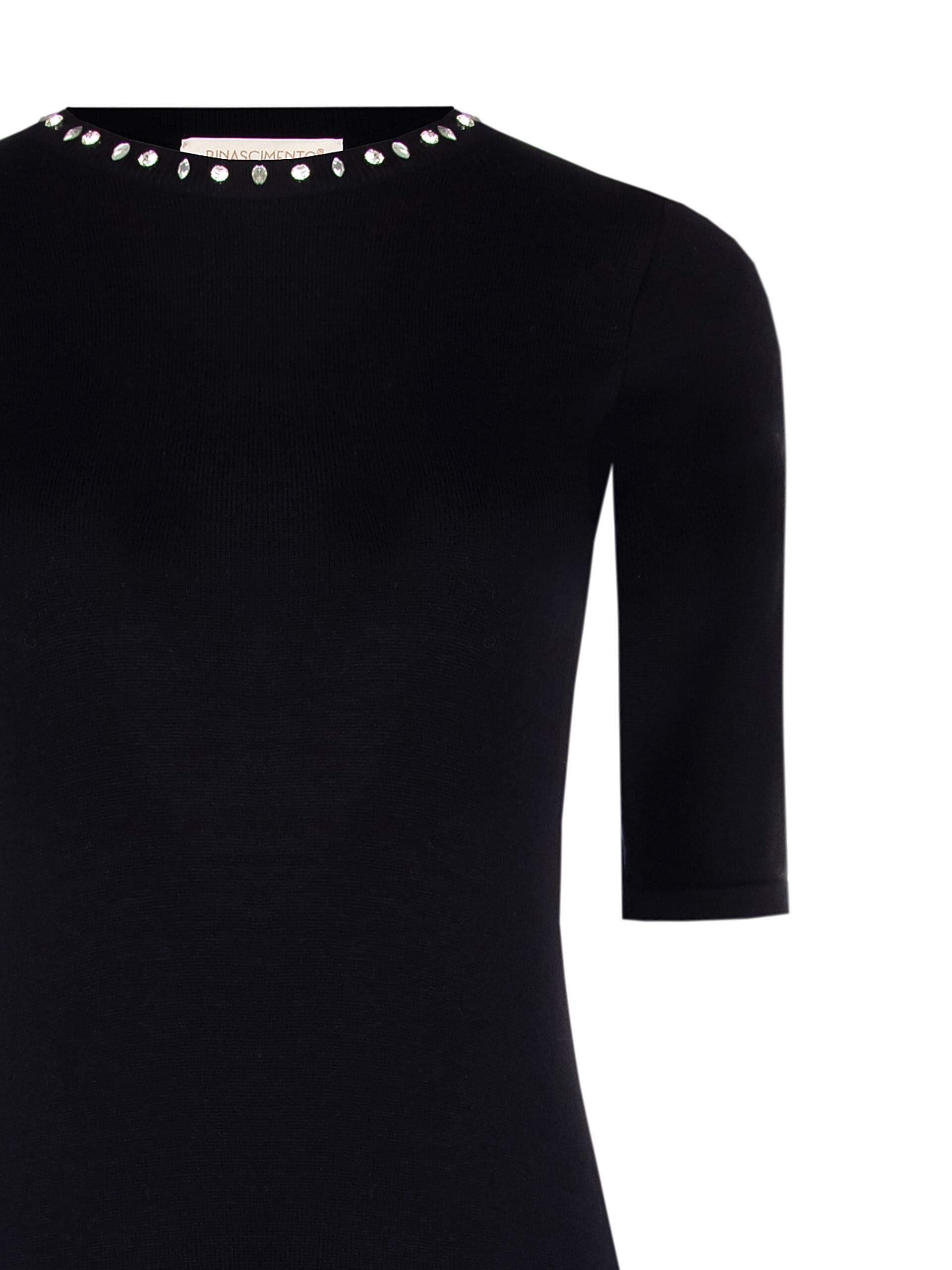 Abito Corto A Tubino In Maglia Con Pietre Cabochon E Strass Rinascimento