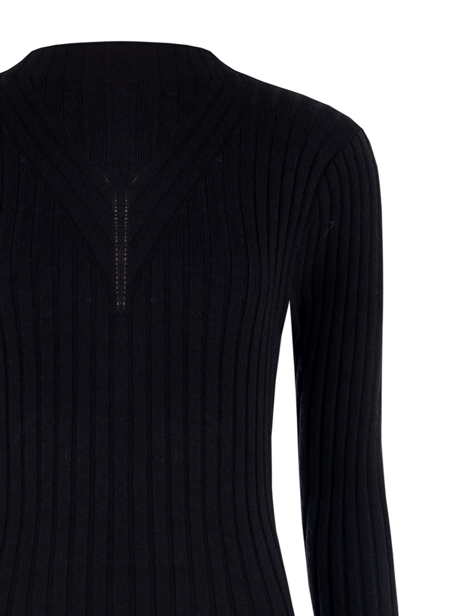 Rinascimento - Robe midi à col en V et larges côtes en tricot