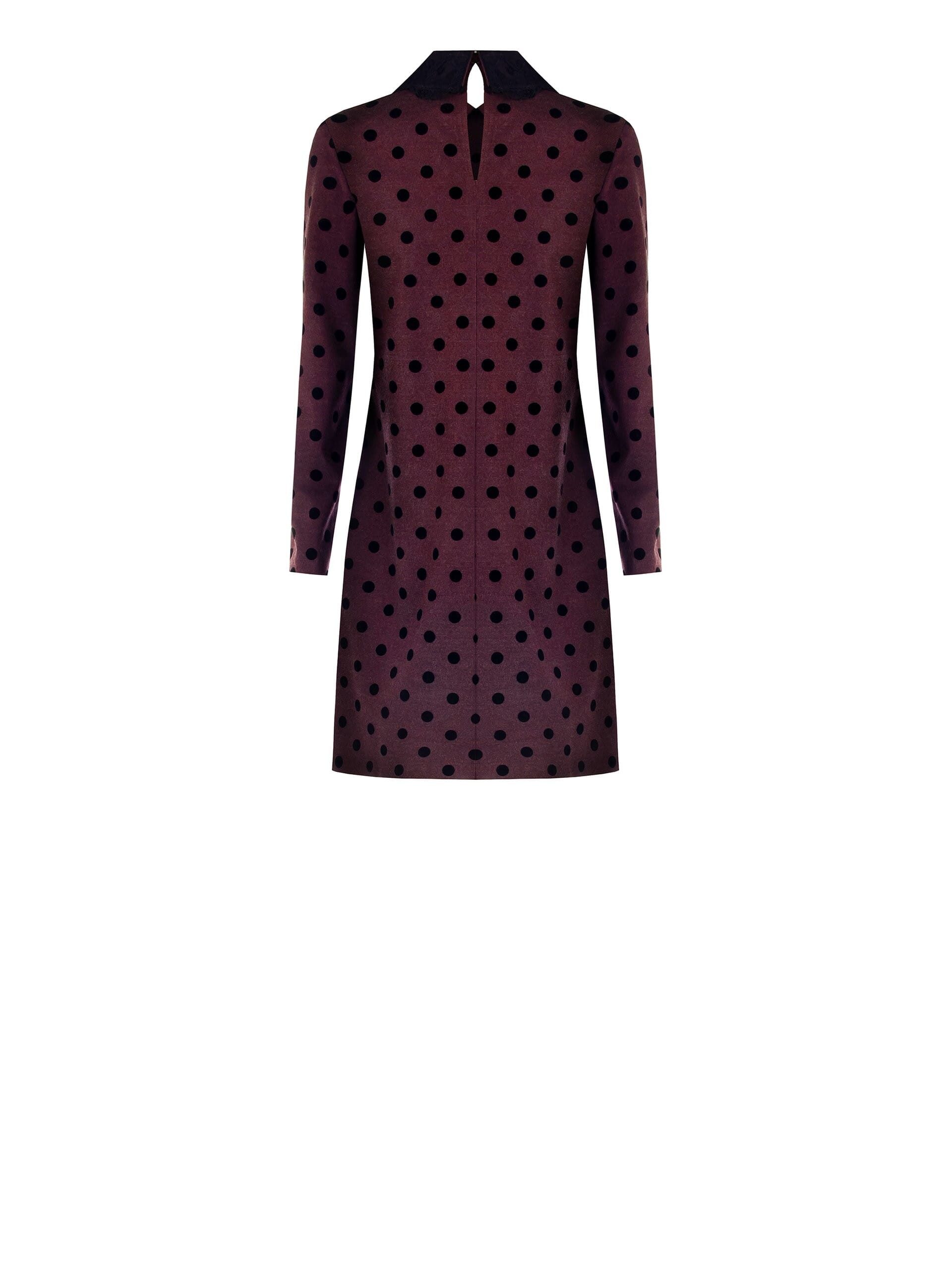 Abito Corto A Trapezio A Pois Floccati Con Pizzo Sul Colletto Rinascimento