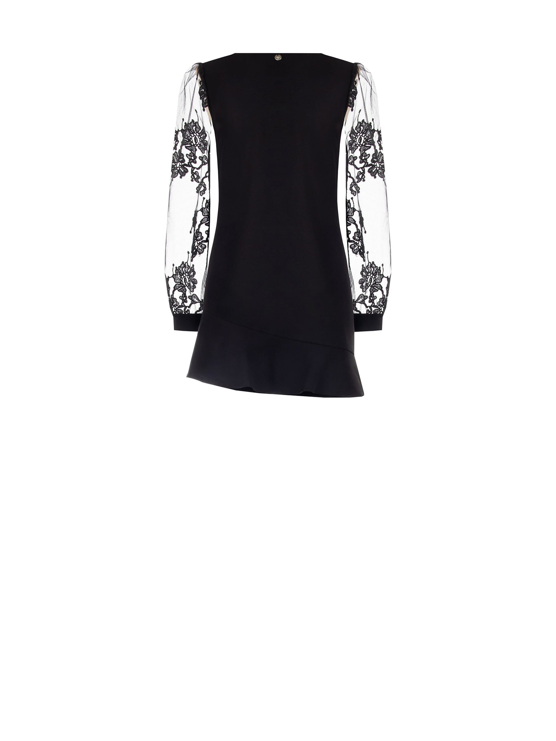 Abito Corto Con Fondo A Volant E Maniche In Pizzo Rinascimento
