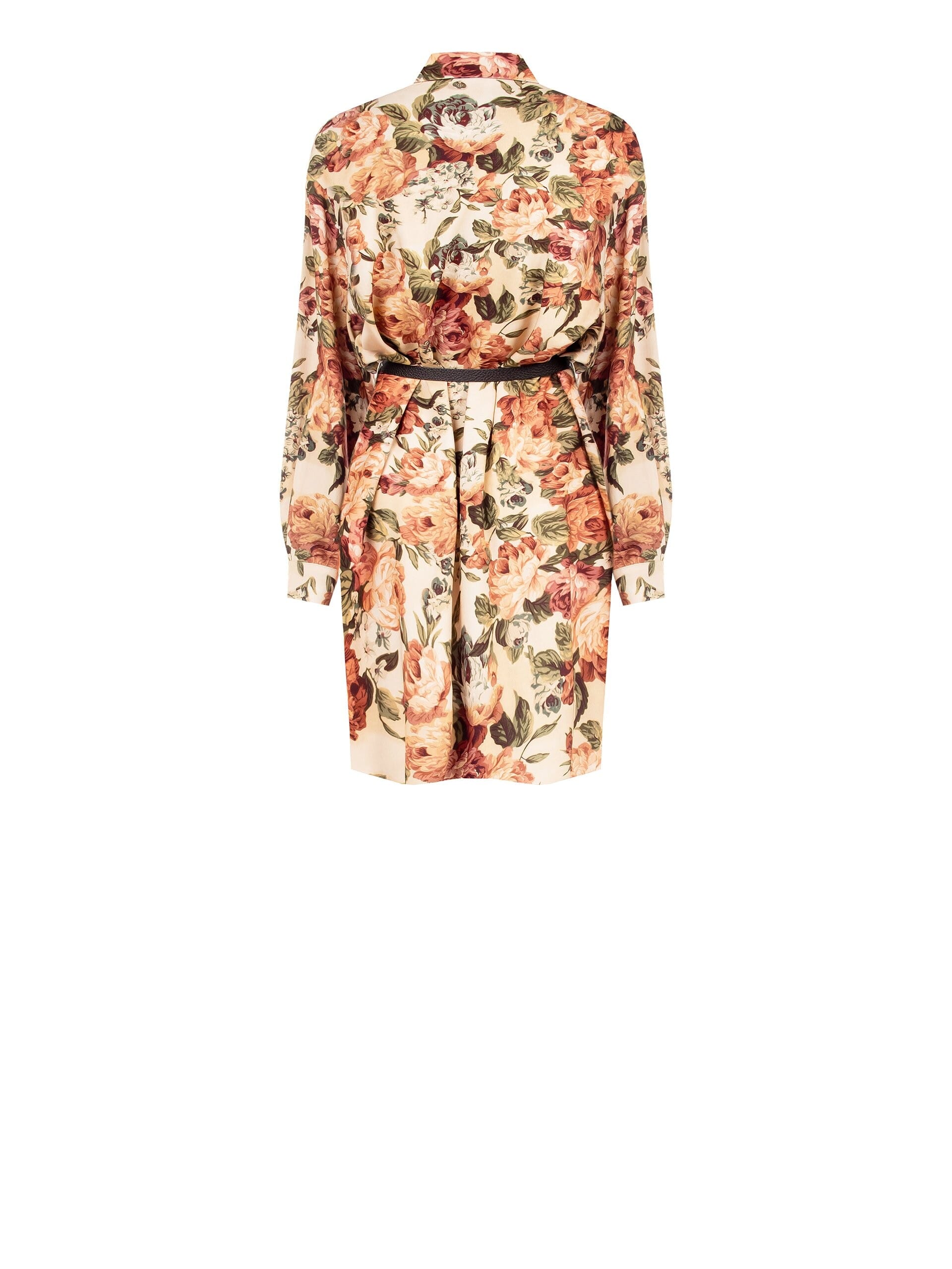 Abito Corto Chemisier In Viscosa A Fiori Con Cintura In Similpelle Abbinata Rinascimento