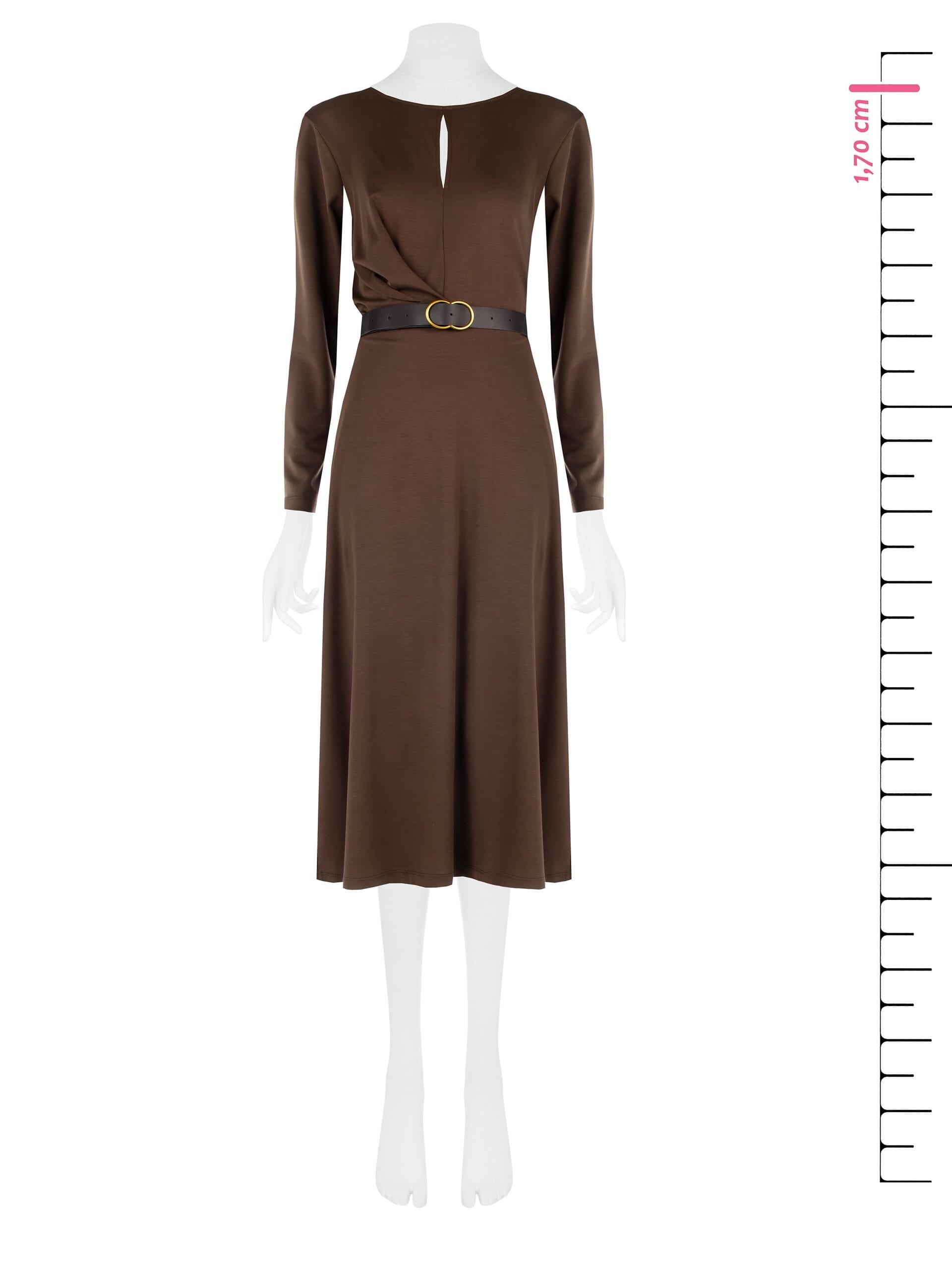 Abito Lungo In Misto Viscosa Con Cut-Out E Cintura In Similpelle Abbinata Rinascimento