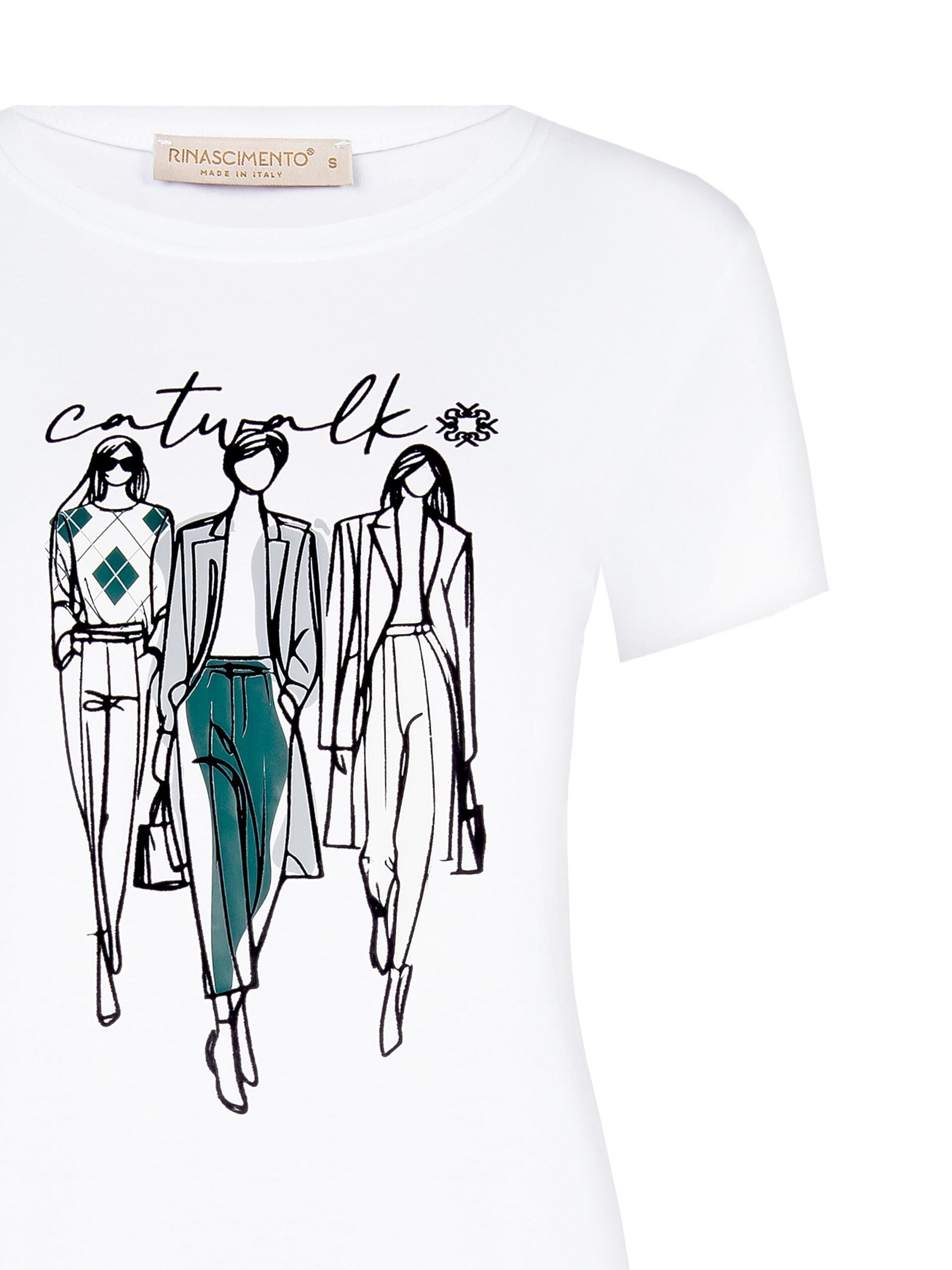 Regular Cotton Blend T-Shirt with Rinascimento Flock Print