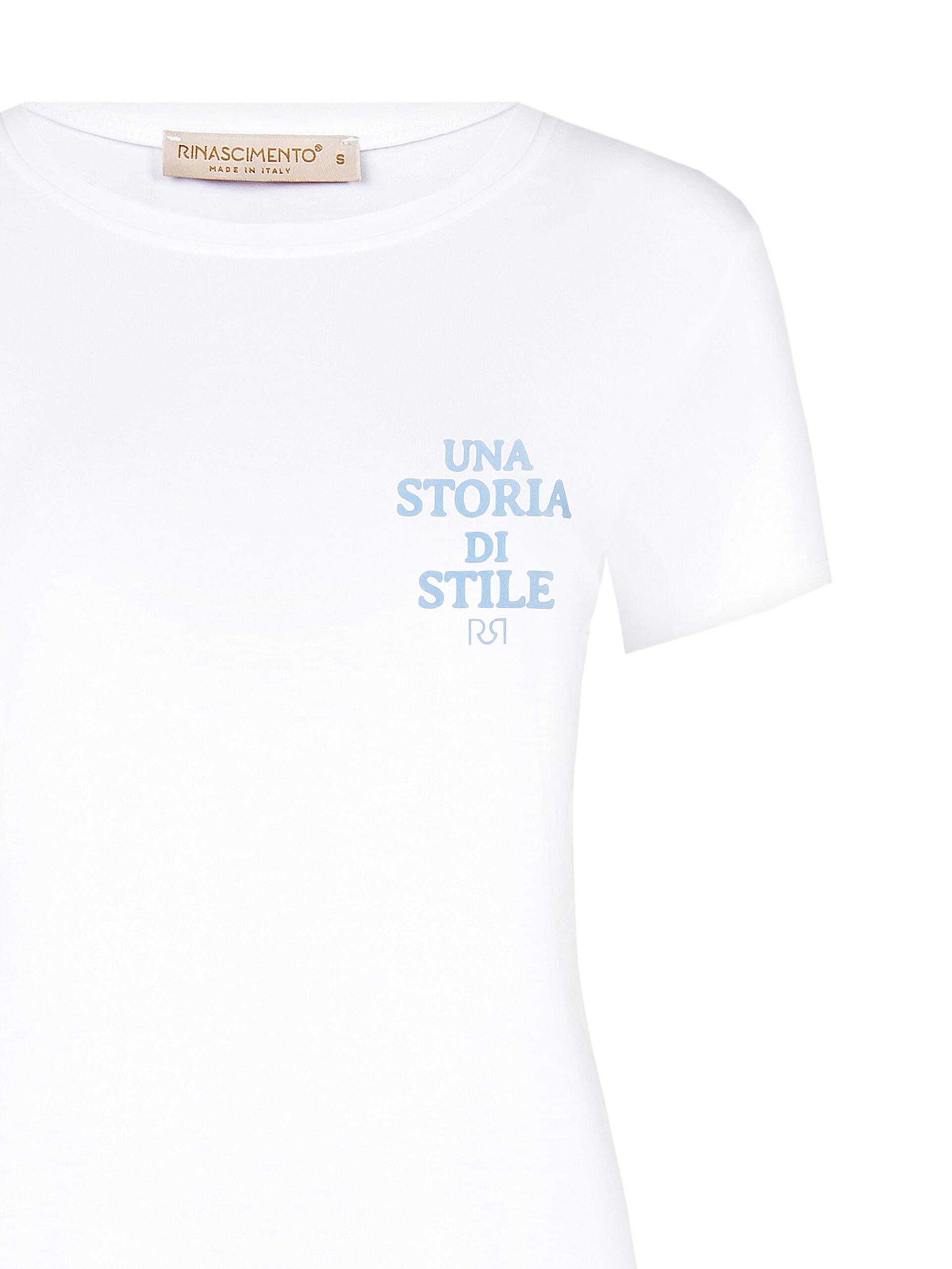 T-Shirt Regular In Misto Cotone Con Stampa Slogan Lato Cuore Rinascimento