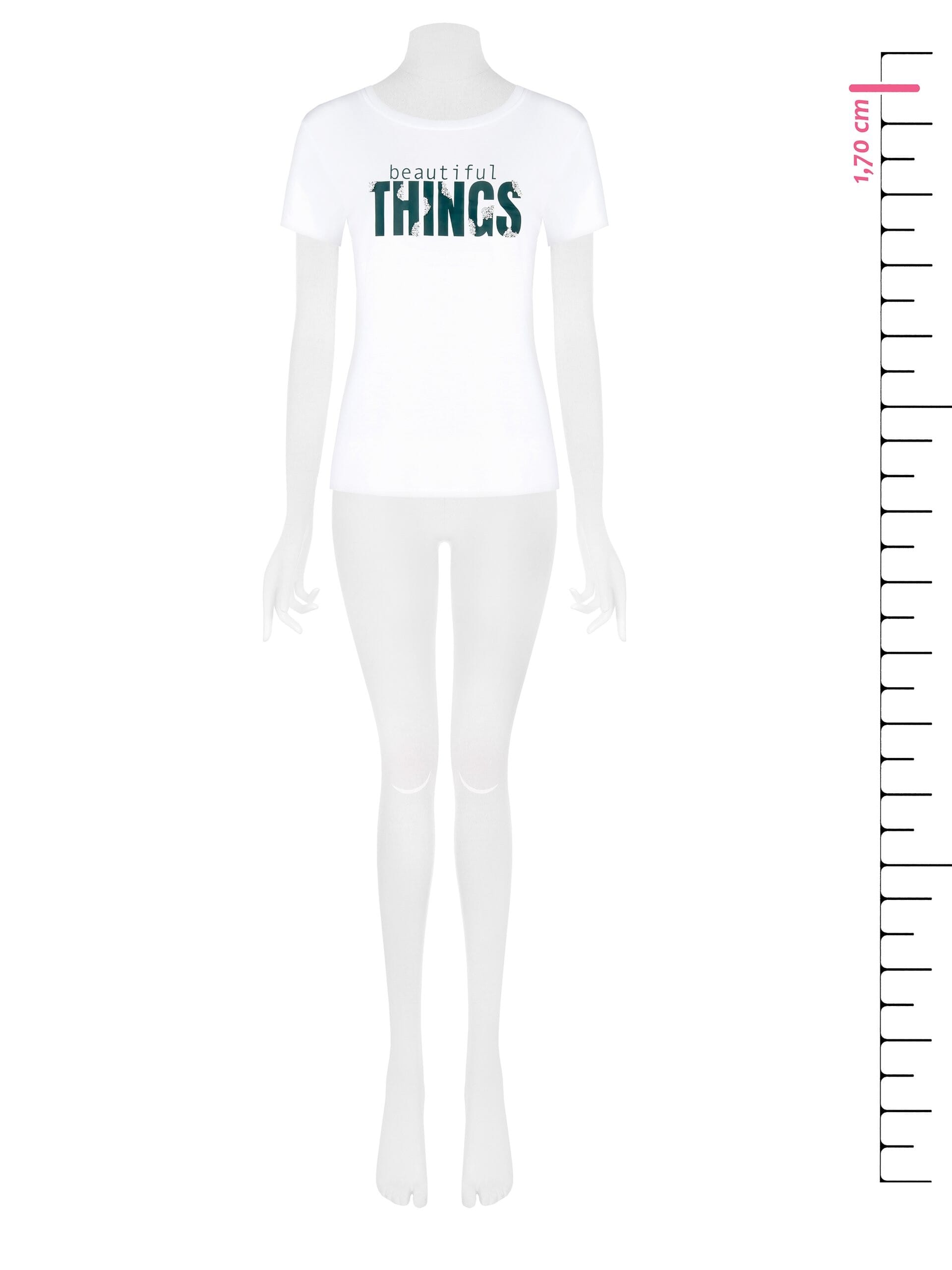 T-Shirt régulier en coton mélangé avec impression Slogan avec strass Rinascimento