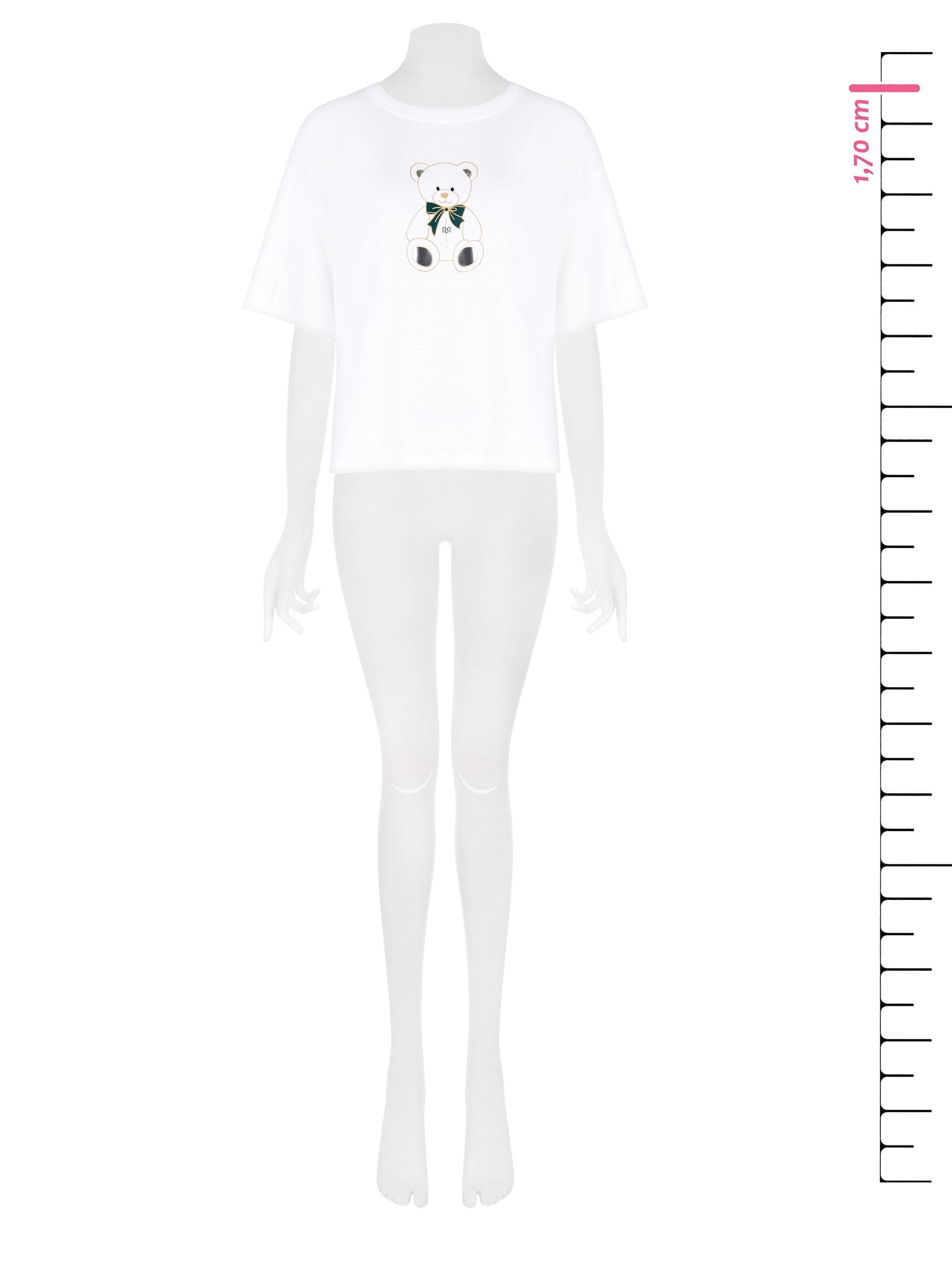 Rinascimento T-Shirt régulier en coton mélangé avec impression d'ours et détails laminés