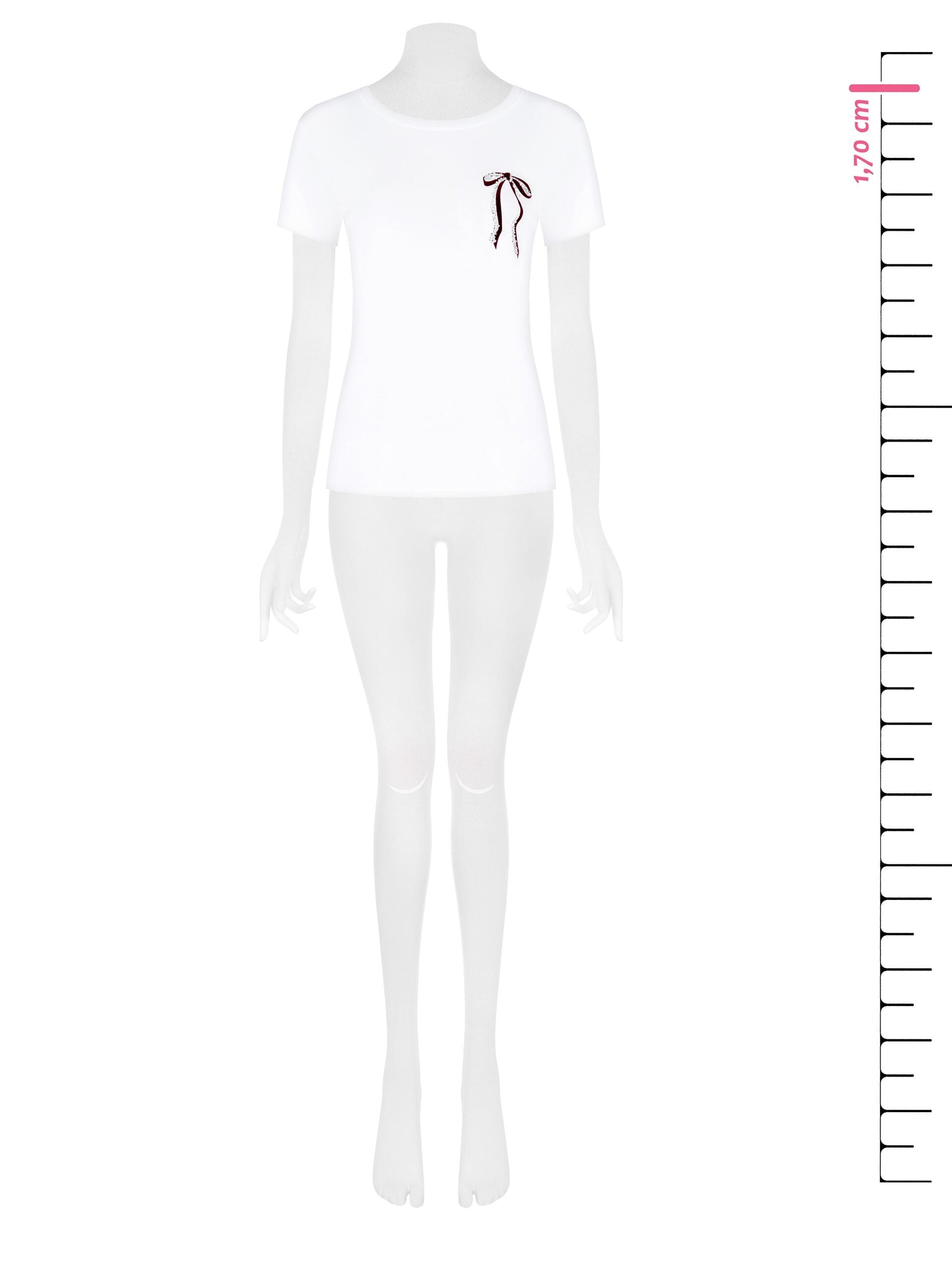 T-Shirt Regular In Misto Cotone Con Stampa Fiocco E Strass Lato Cuore Rinascimento