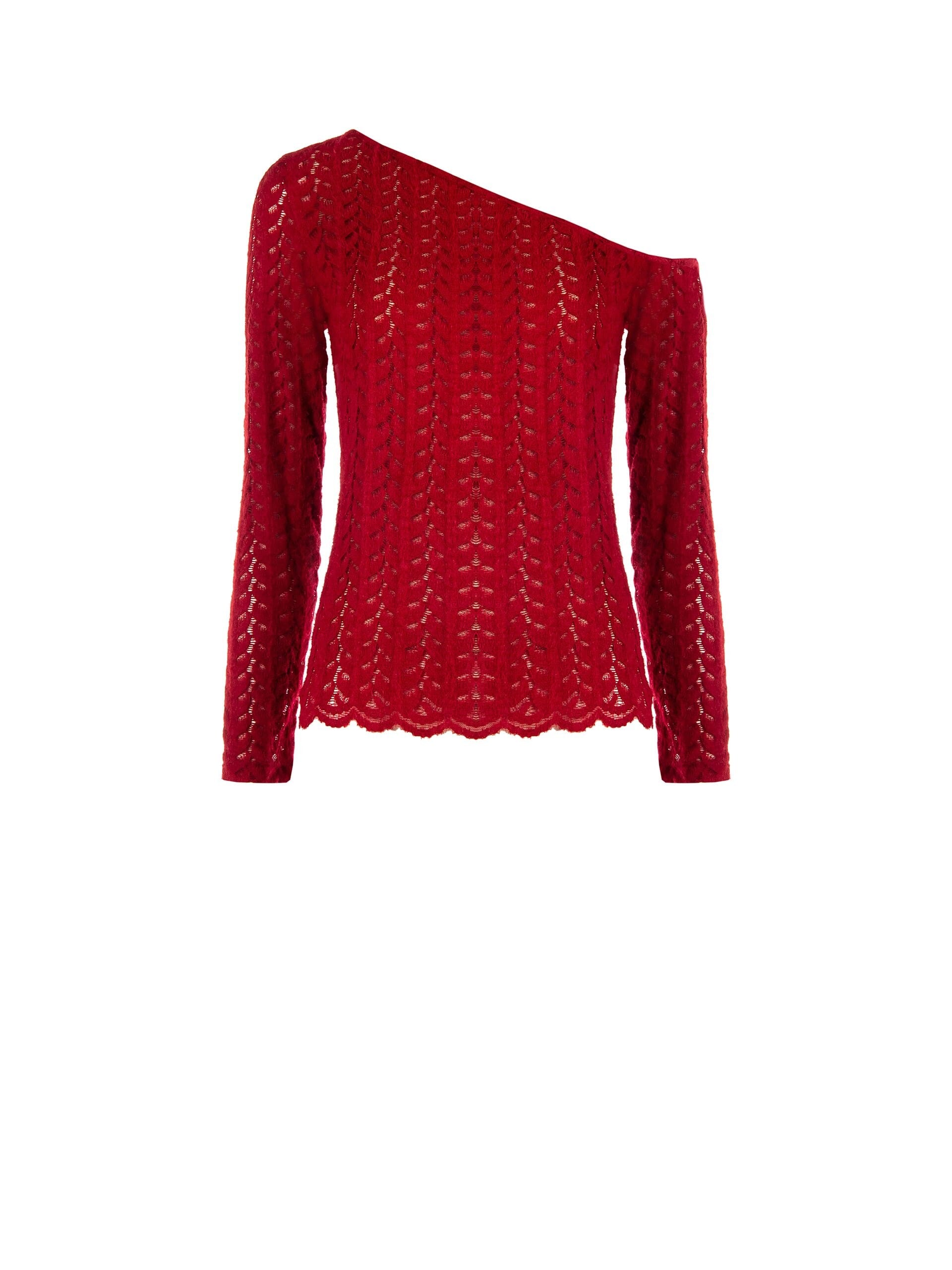 Rinascimento - Top asymétrique en maille tressée et perforée