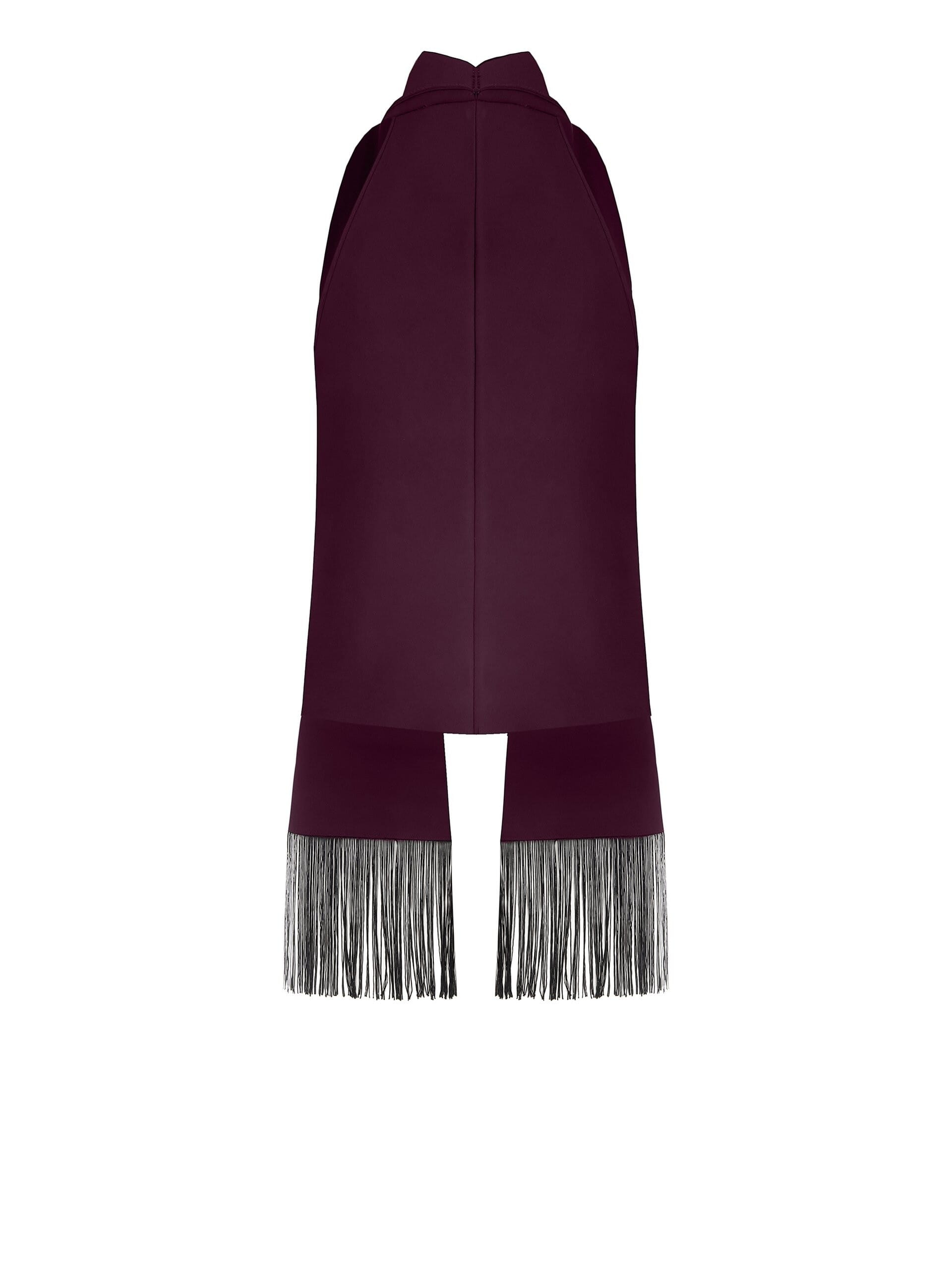 Top fluide frangé avec encolure en anneau et écharpe frangée Rinascimento