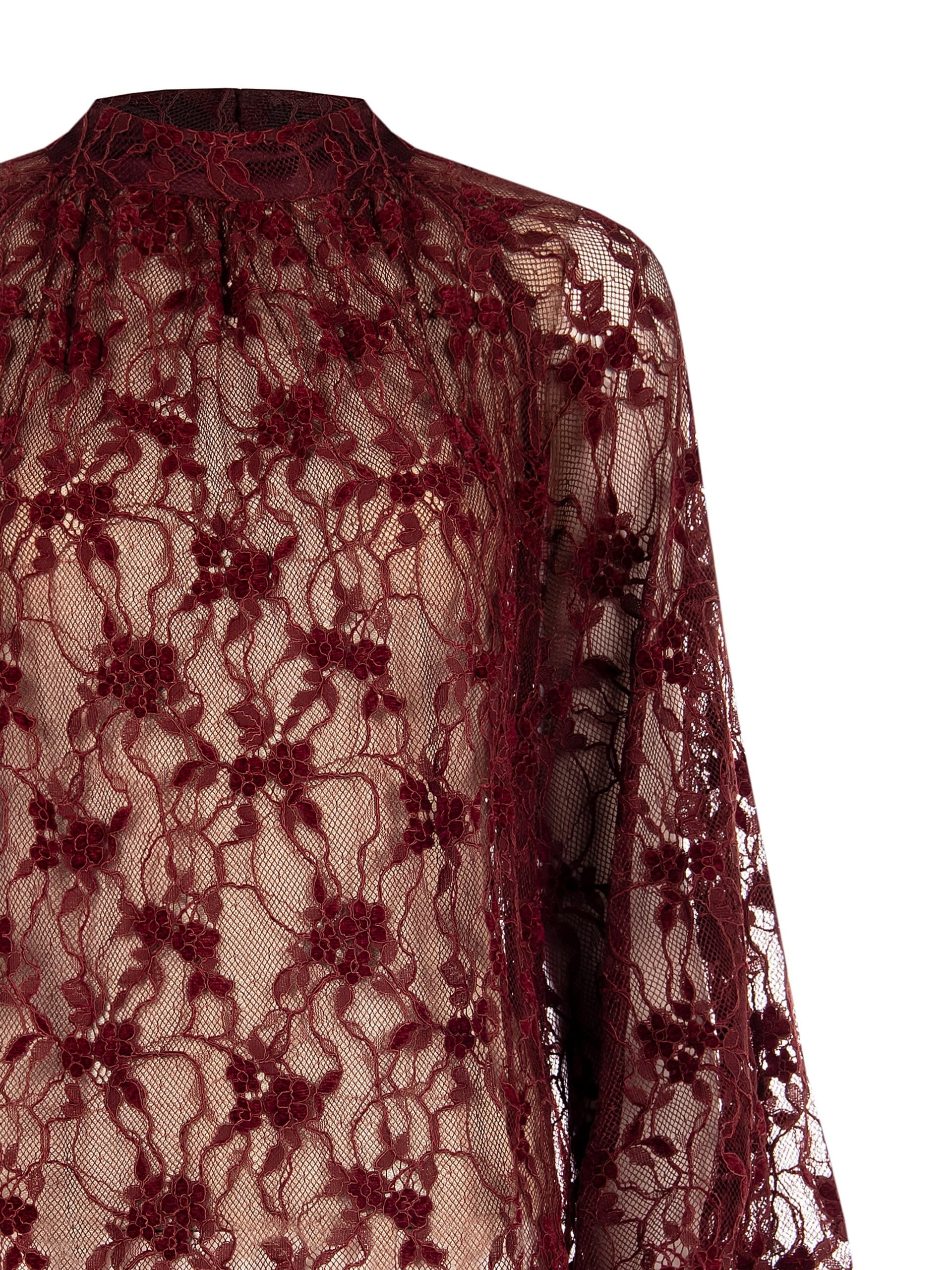 Chemisier en dentelle semi-transparente avec manches ballon et poignets Rinascimento