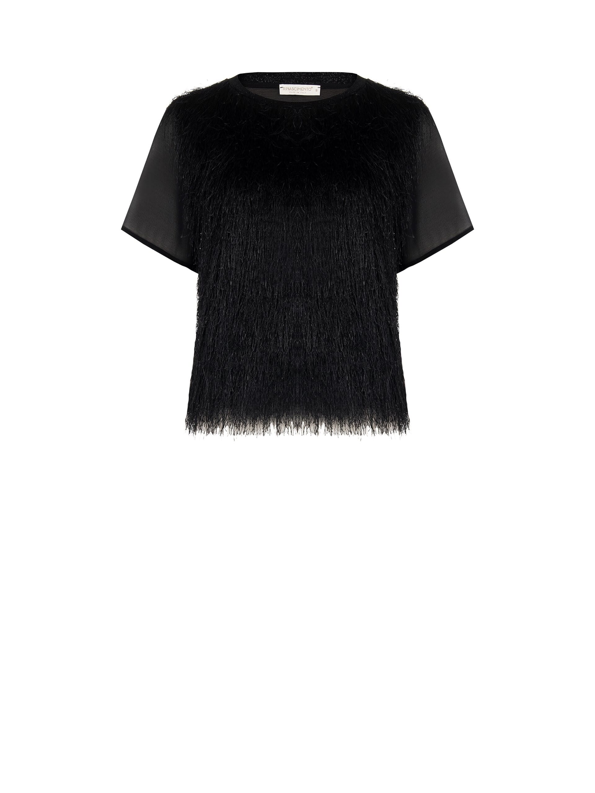 Top large en Georgette recouvert de franges sur le devant Rinascimento