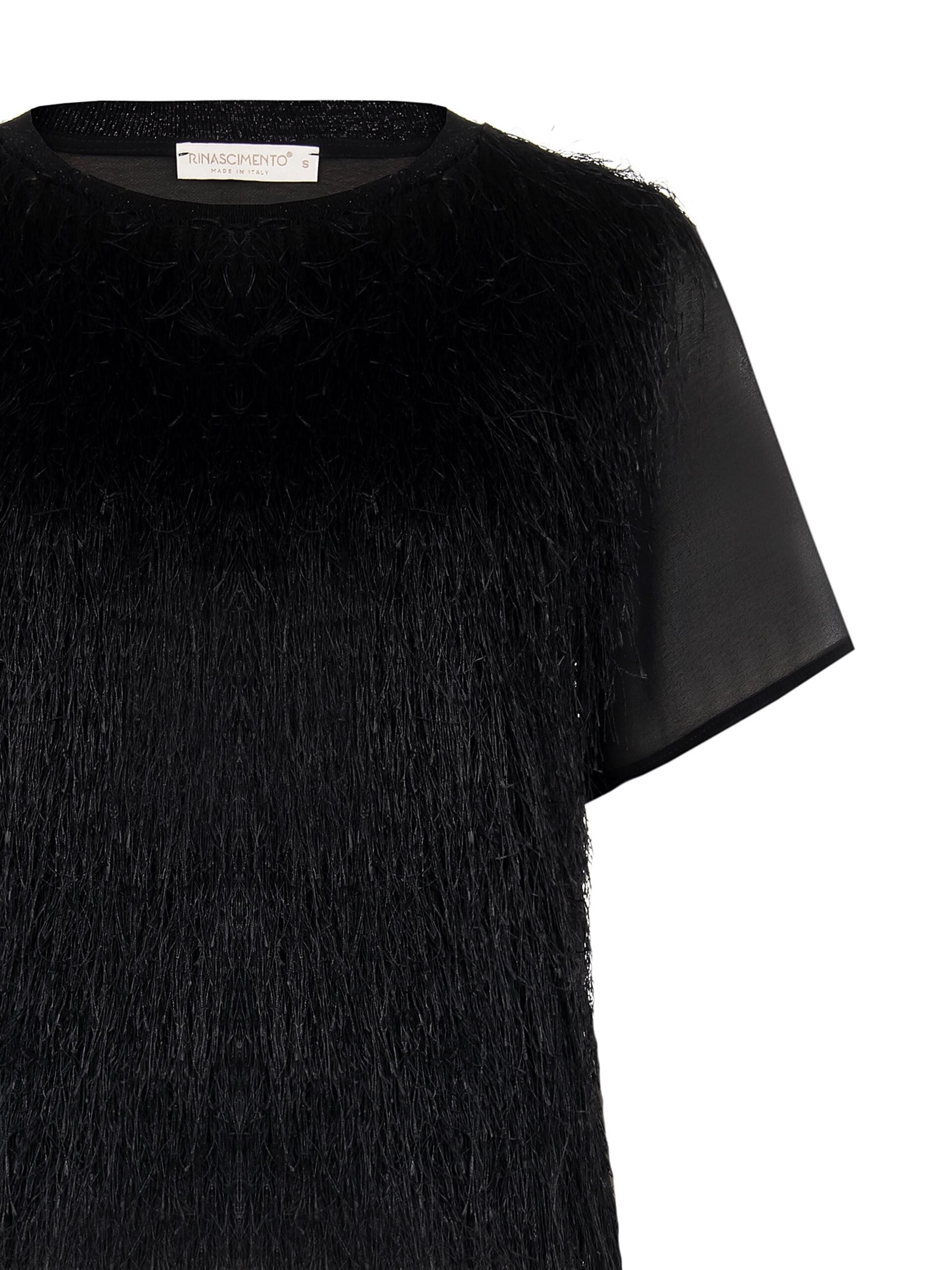 Top large en Georgette recouvert de franges sur le devant Rinascimento