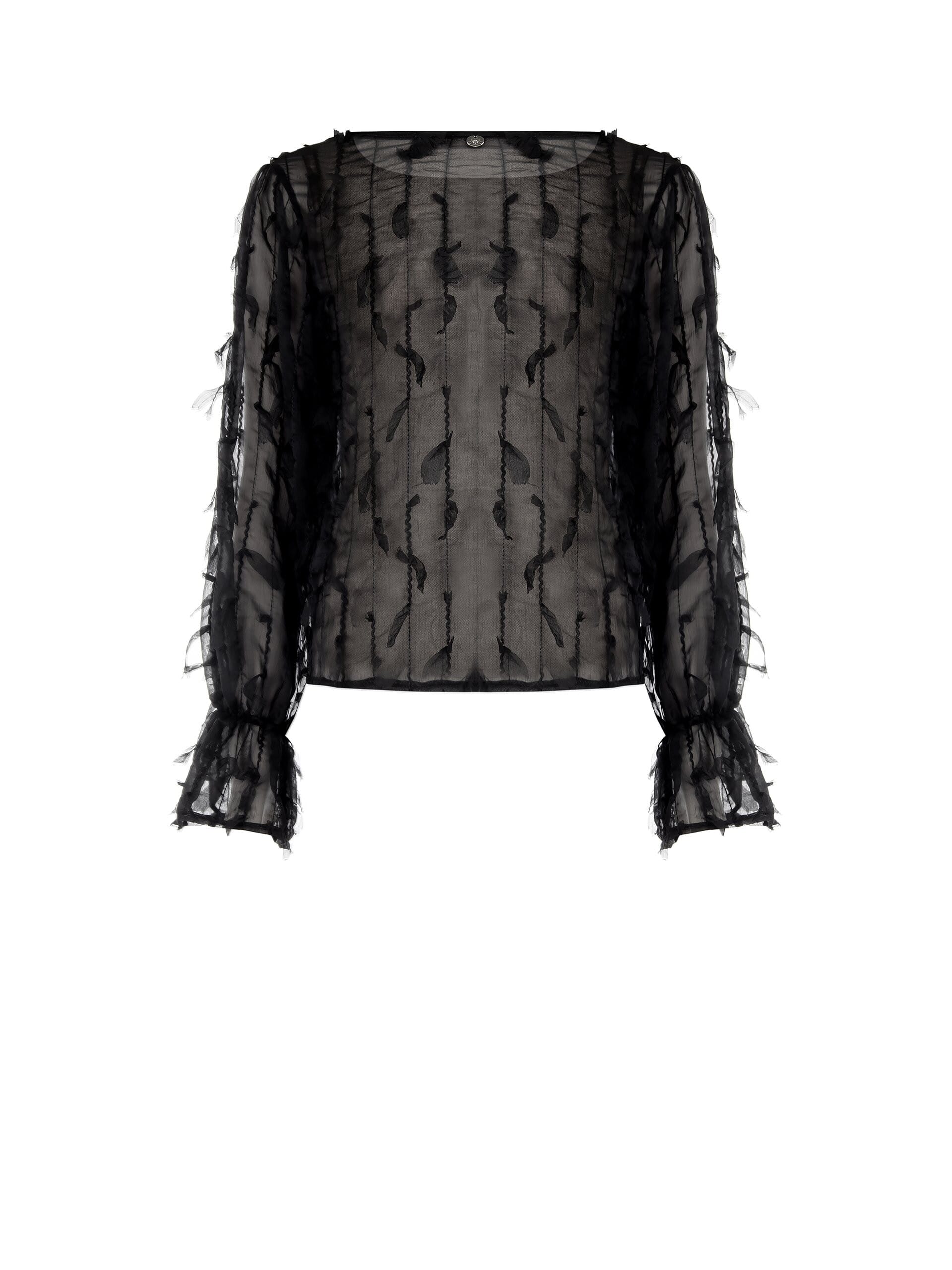 Blusa In Georgette Ricamata Effetto Piume Rinascimento