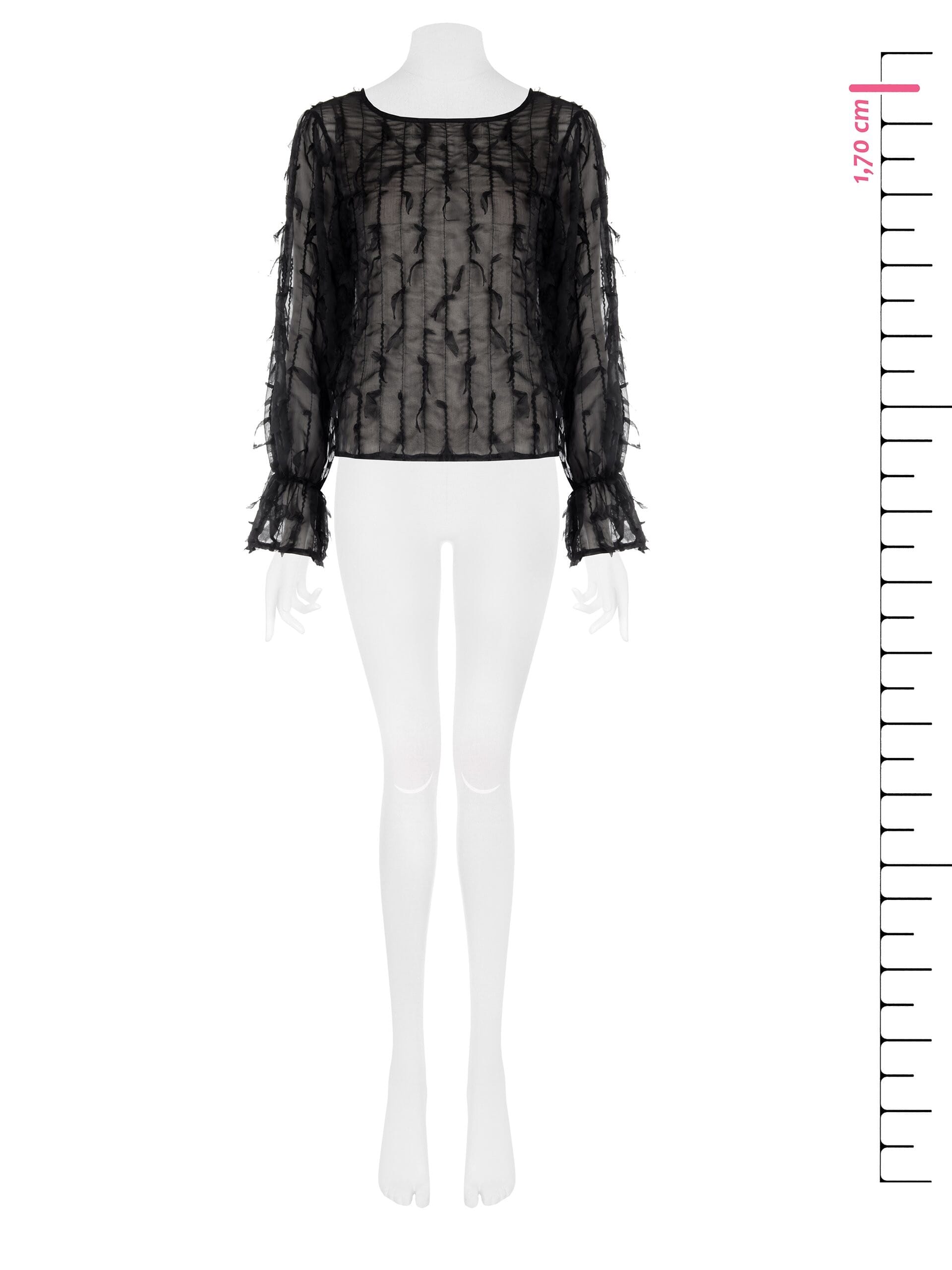 Blusa In Georgette Ricamata Effetto Piume Rinascimento