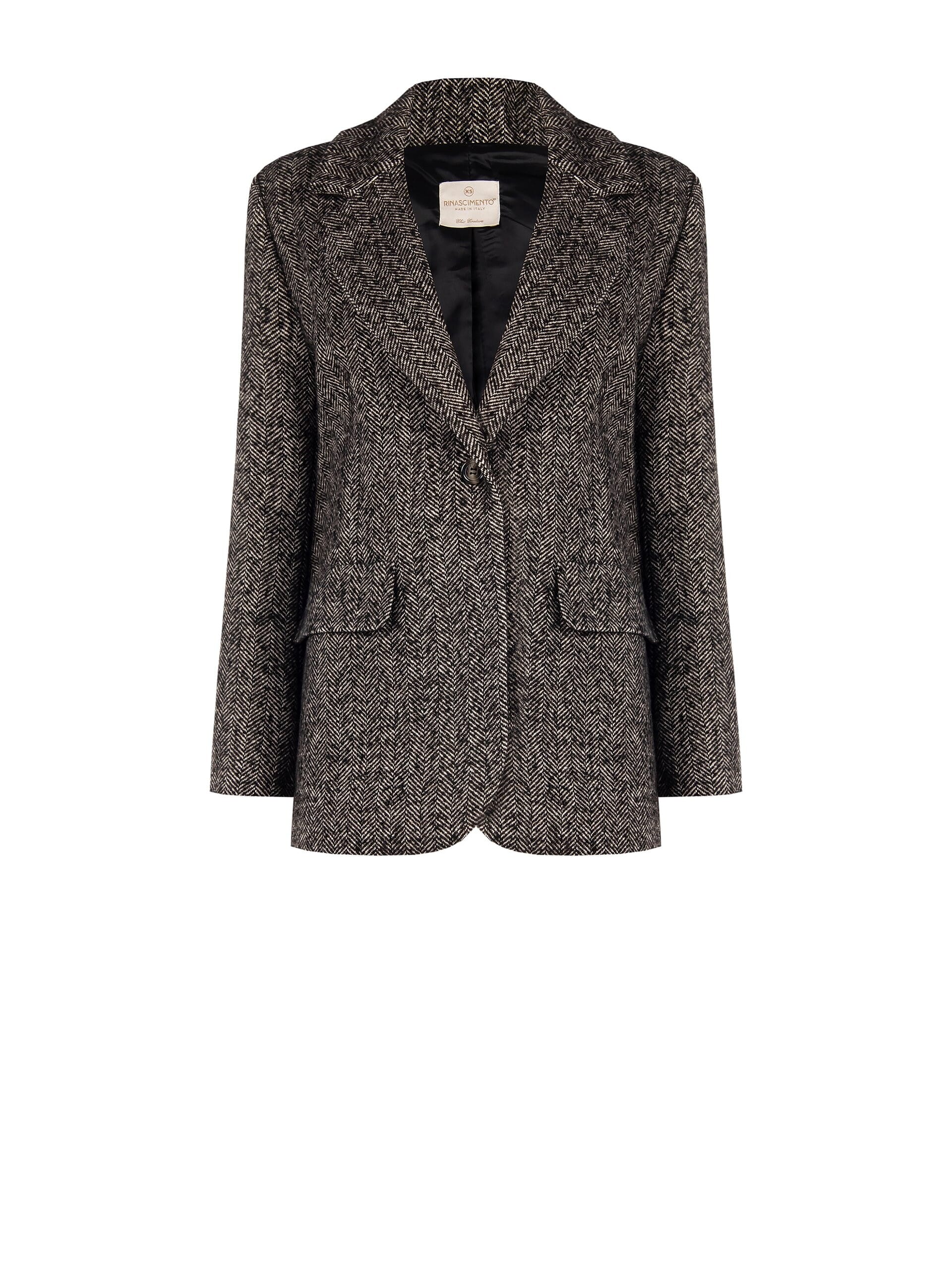 Manteau court à chevrons avec col en fourrure synthétique amovible Rinascimento