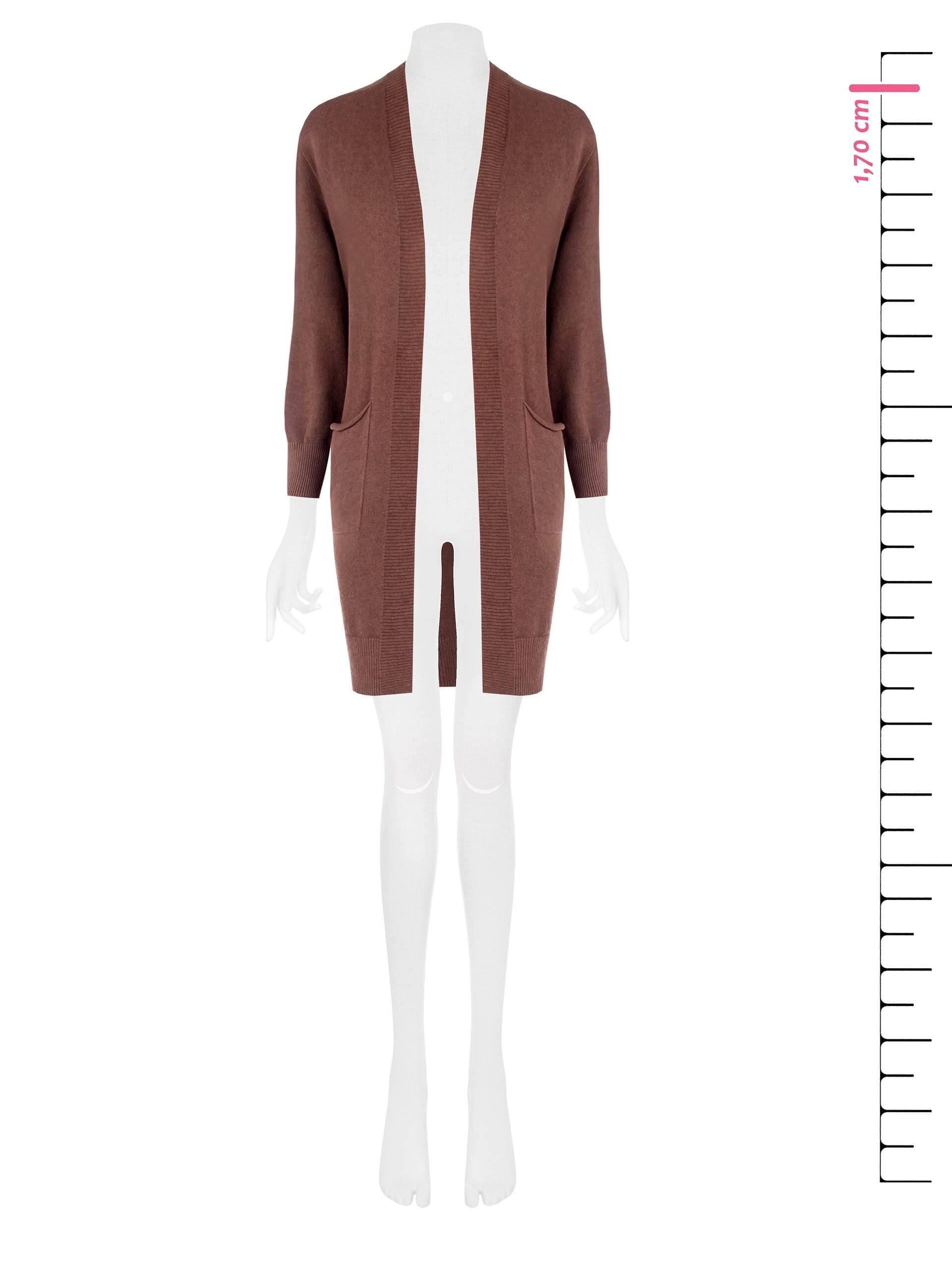 Cardigan Lungo Aperto In Maglia Con Tasche Rinascimento