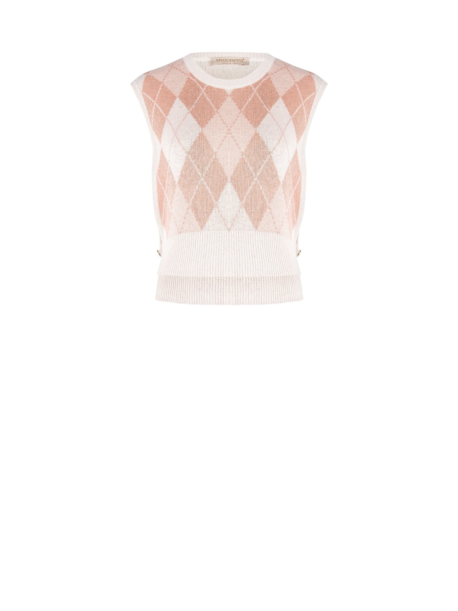 Gilet Asimmetrico In Maglia A Rombi Con Bottoni Logo Sui Fianchi Rinascimento