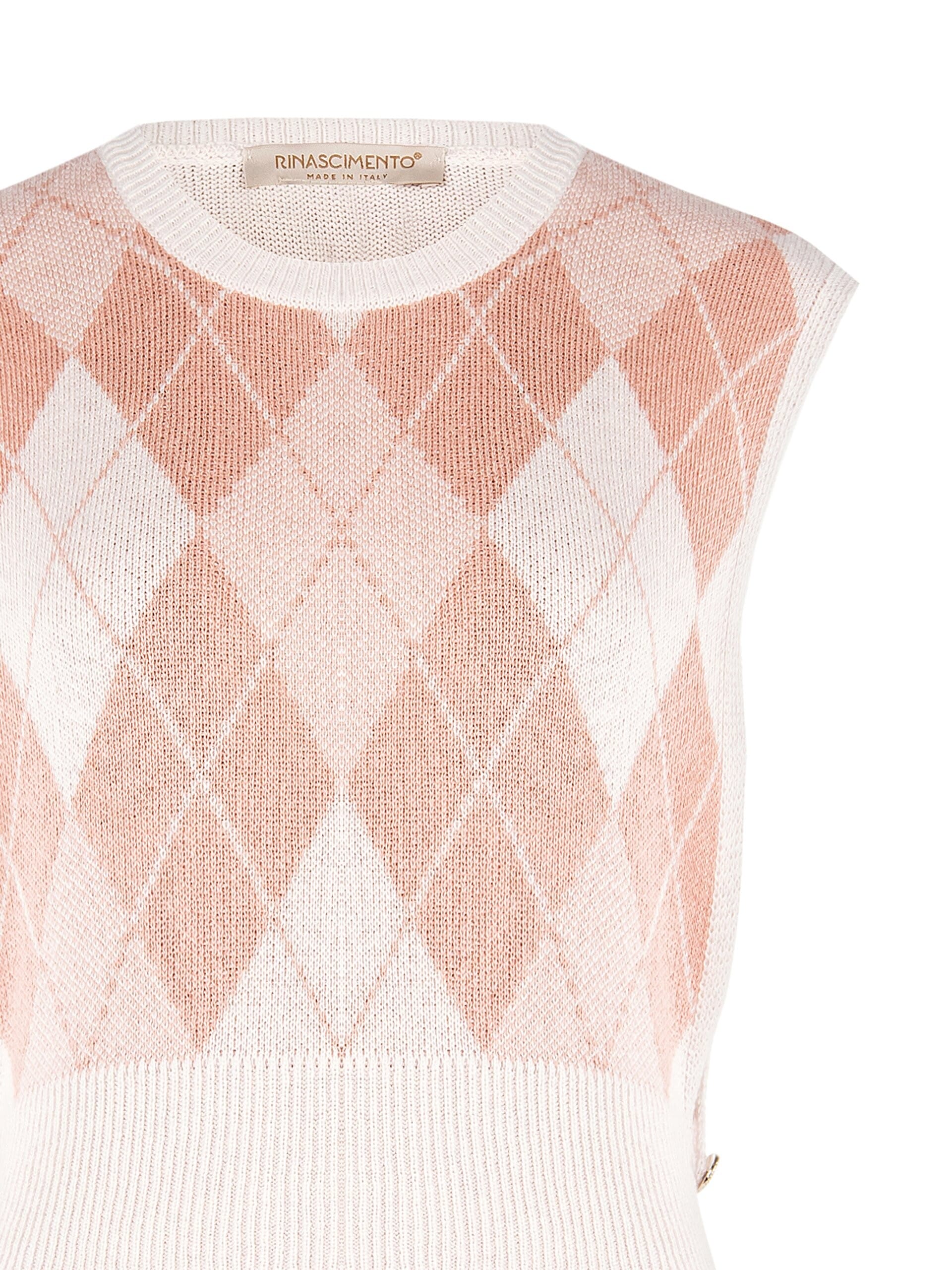 Gilet Asimmetrico In Maglia A Rombi Con Bottoni Logo Sui Fianchi Rinascimento