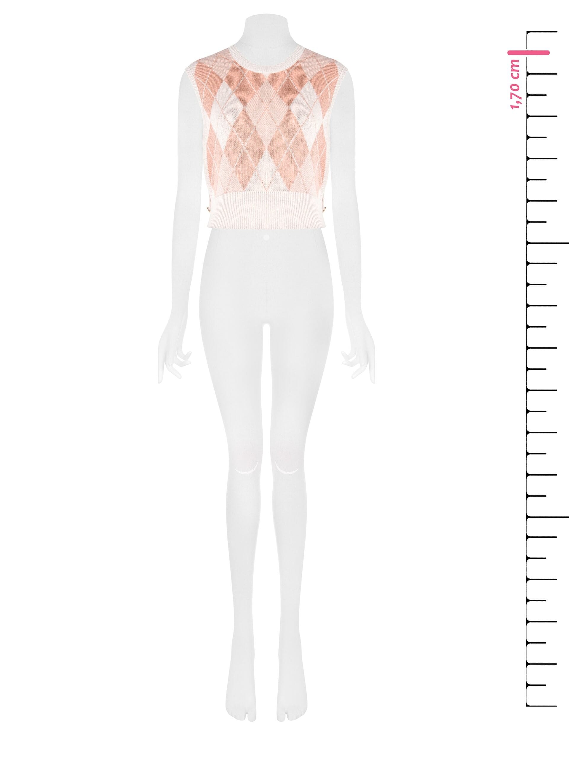 Gilet Asimmetrico In Maglia A Rombi Con Bottoni Logo Sui Fianchi Rinascimento