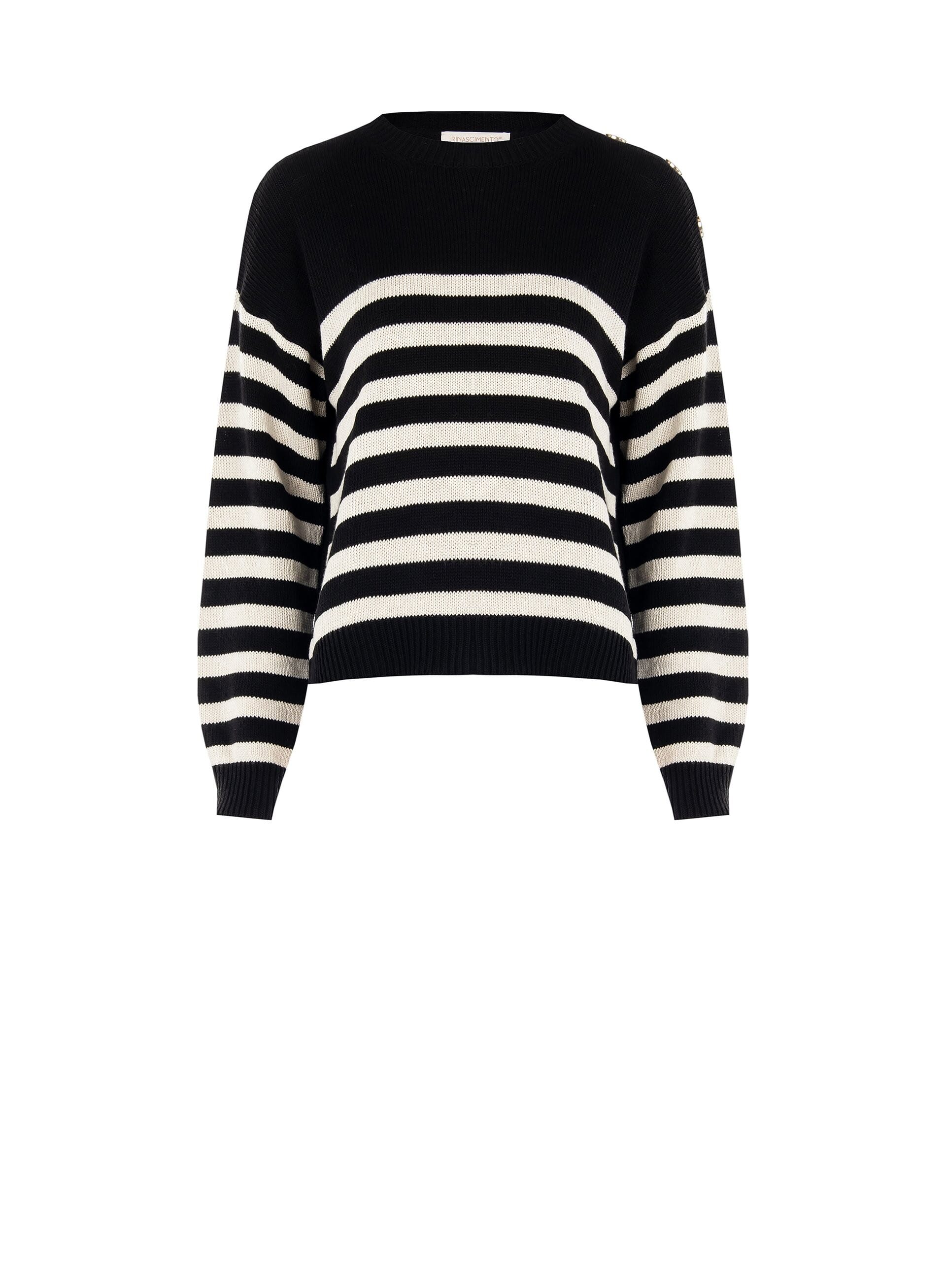 Rinascimento Cotton Blend Striped Wide Sweater